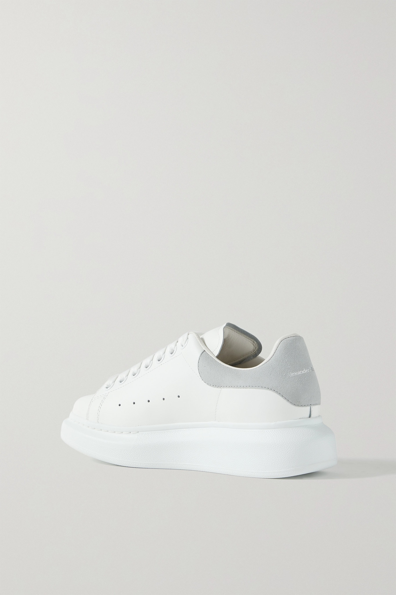 Suede-trimmed leather exaggerated-sole sneakers - 3