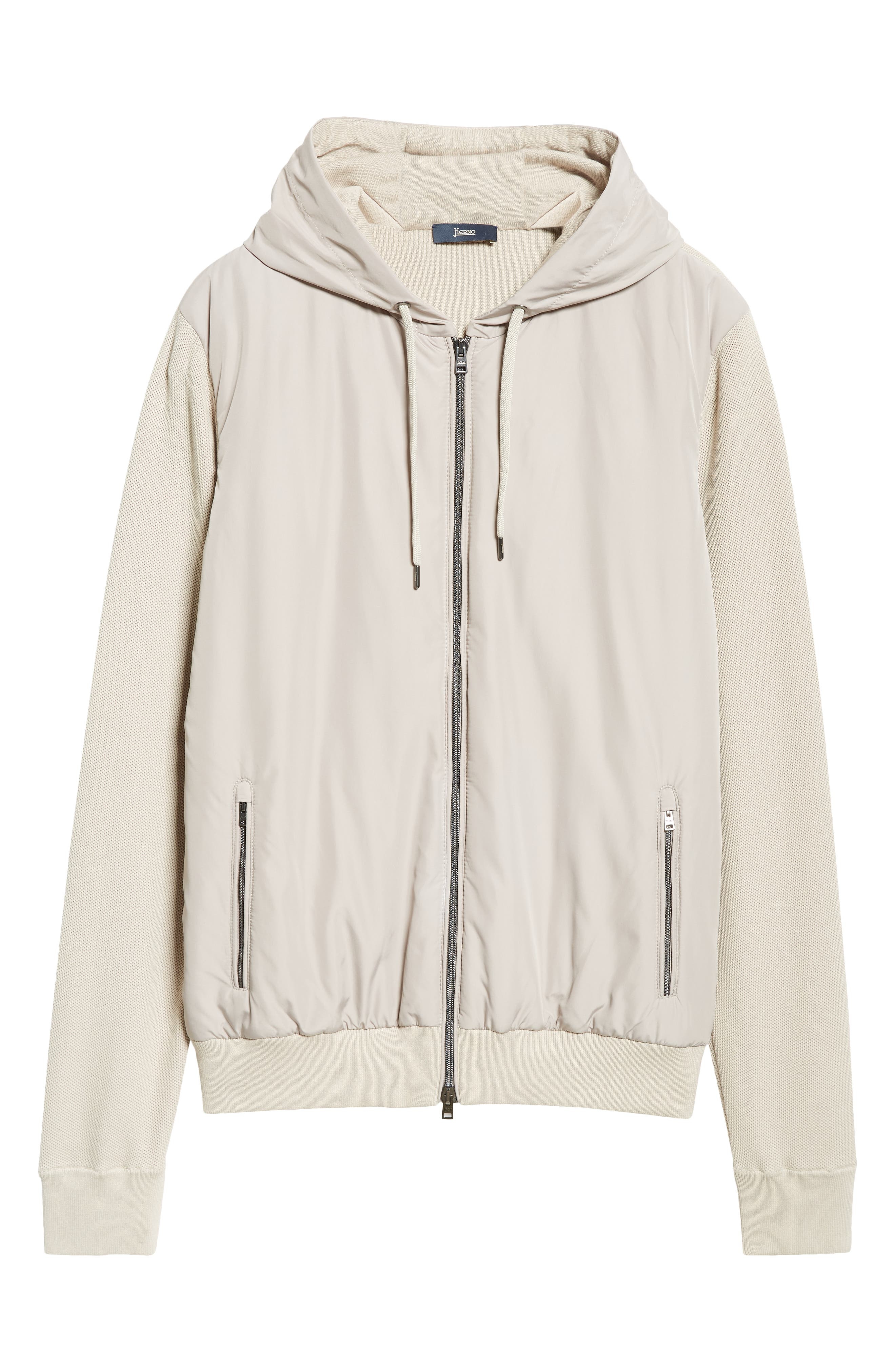 Herno Mixed Media Hooded Jacket in Taupe at Nordstrom - 6