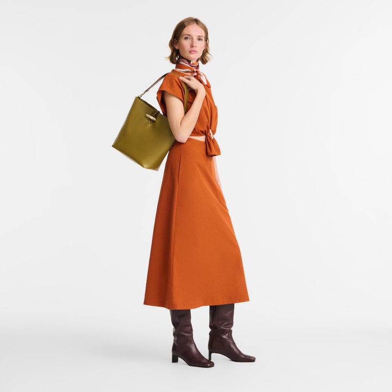 Longchamp Le Roseau M Hobo bag Olive - Leather outlook