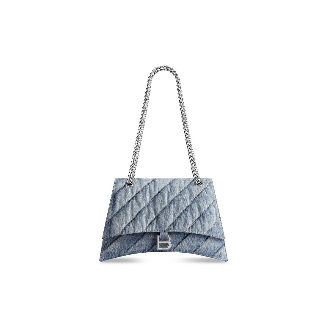 Women's Crush Medium Chain Bag Quilted In Denim in Blue - 1