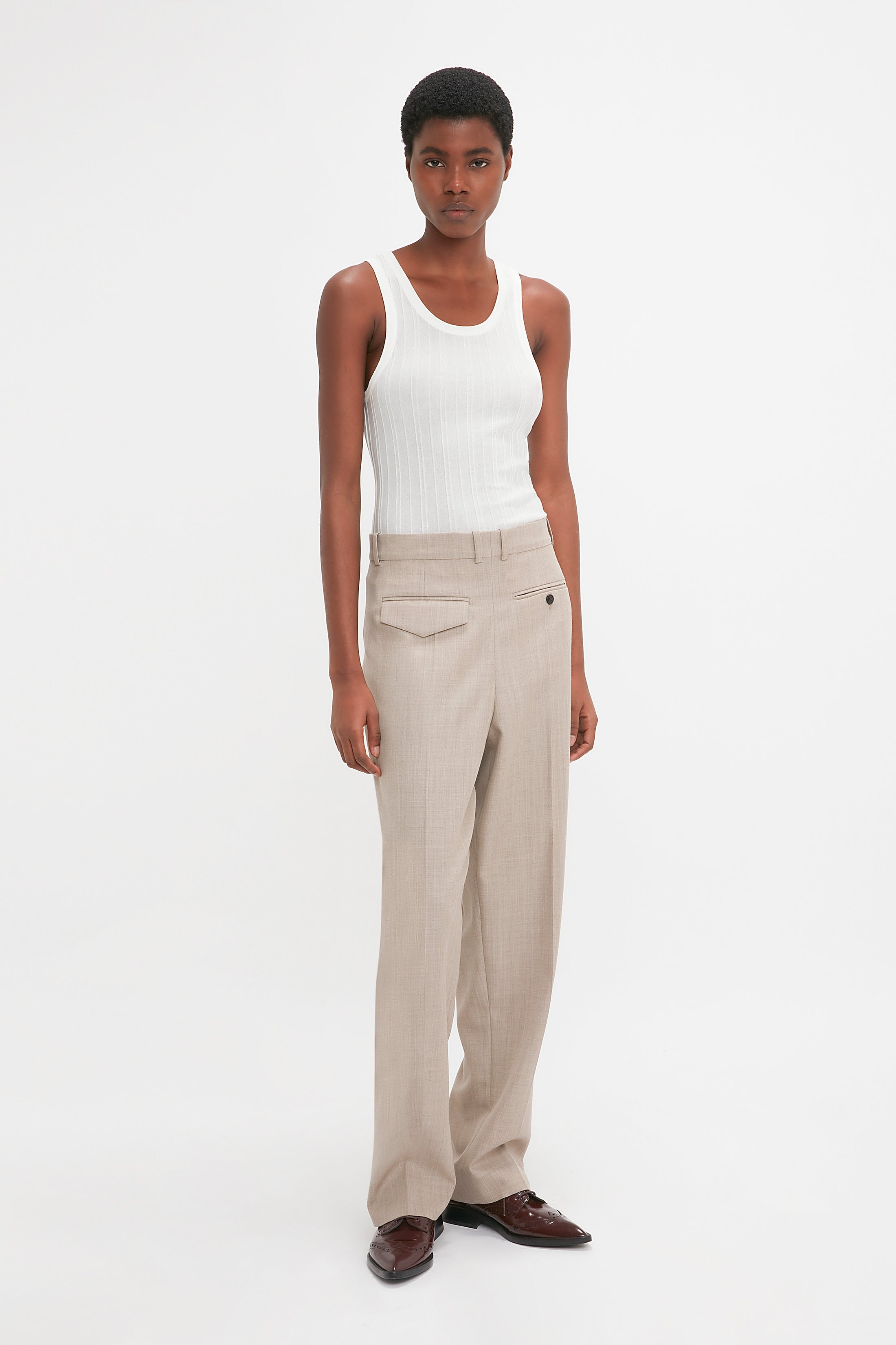 Reverse Front Trouser In Sesame - 3