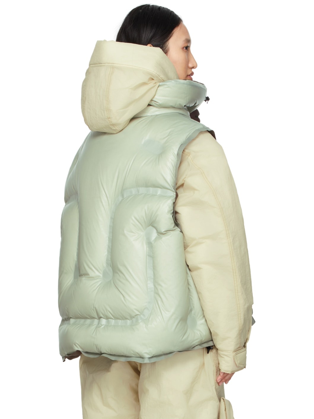 Moncler Dingyun Zhang Green Reversible Down Zadena Vest - 3