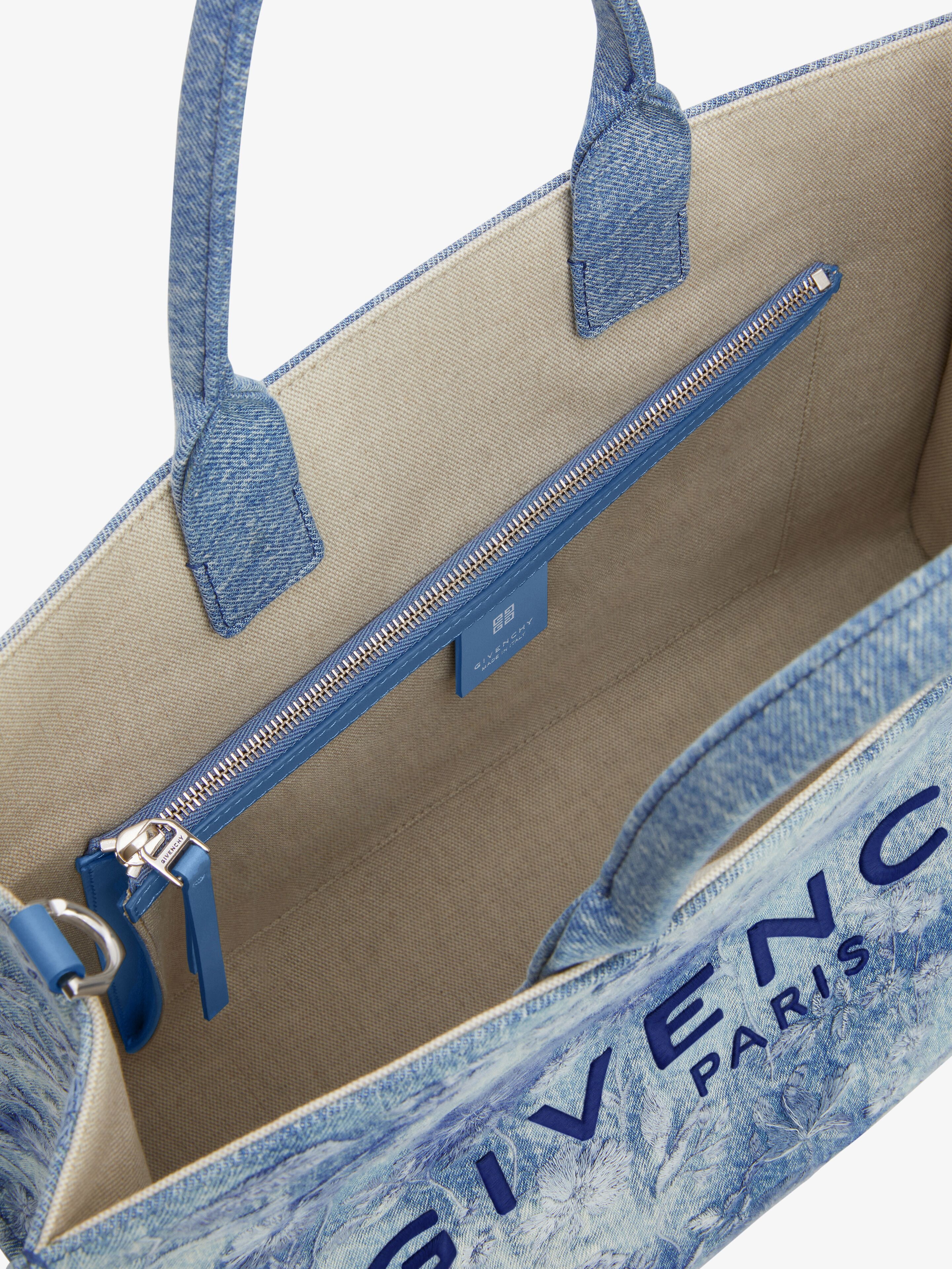 MEDIUM G-TOTE BAG IN WASHED EMBROIDERED DENIM - 5