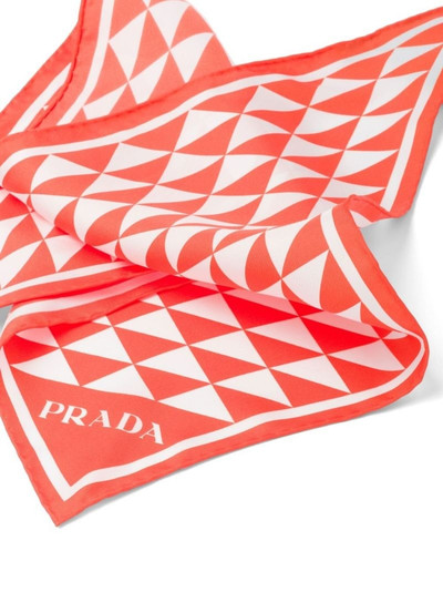 Prada geometric-print silk scarf outlook