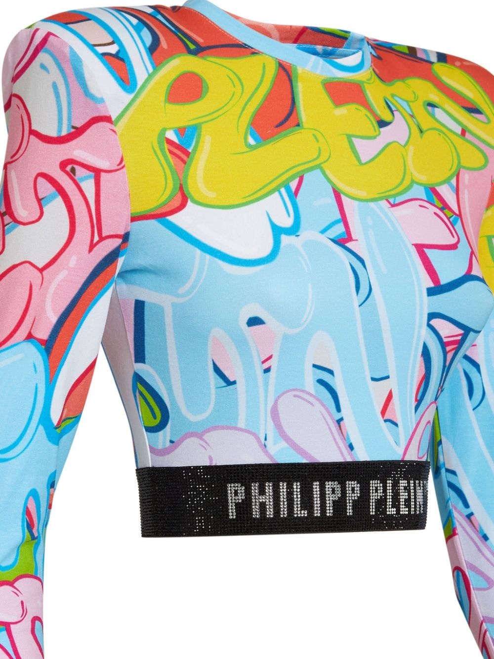 Padded Shoulder Cropped Top LS Bombing Graffiti - 3