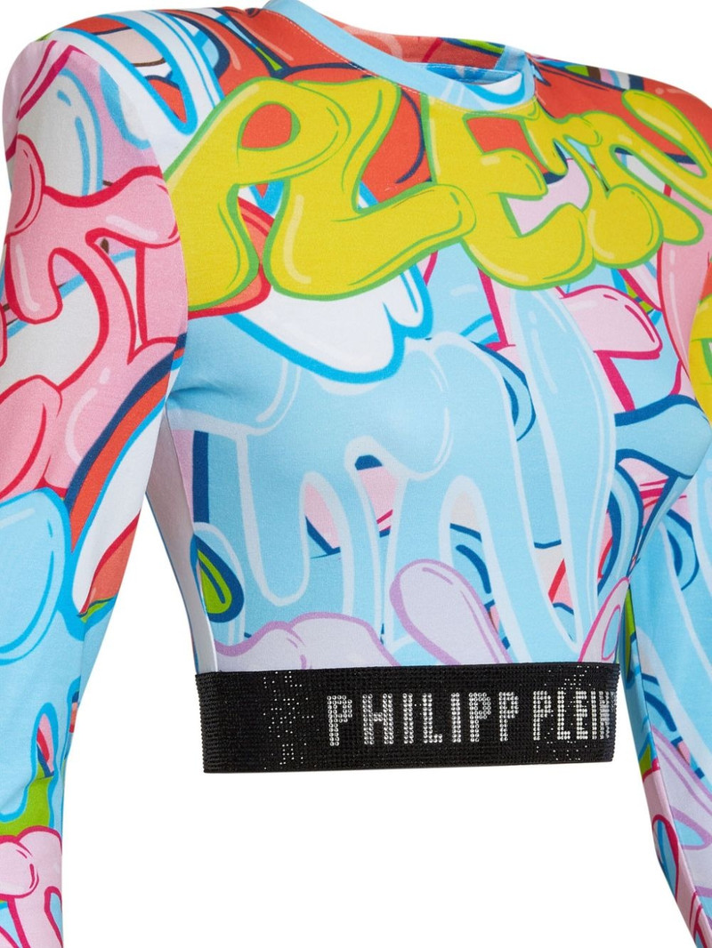 패딩 숄더 Cropped Top LS Bombing Graffiti 3