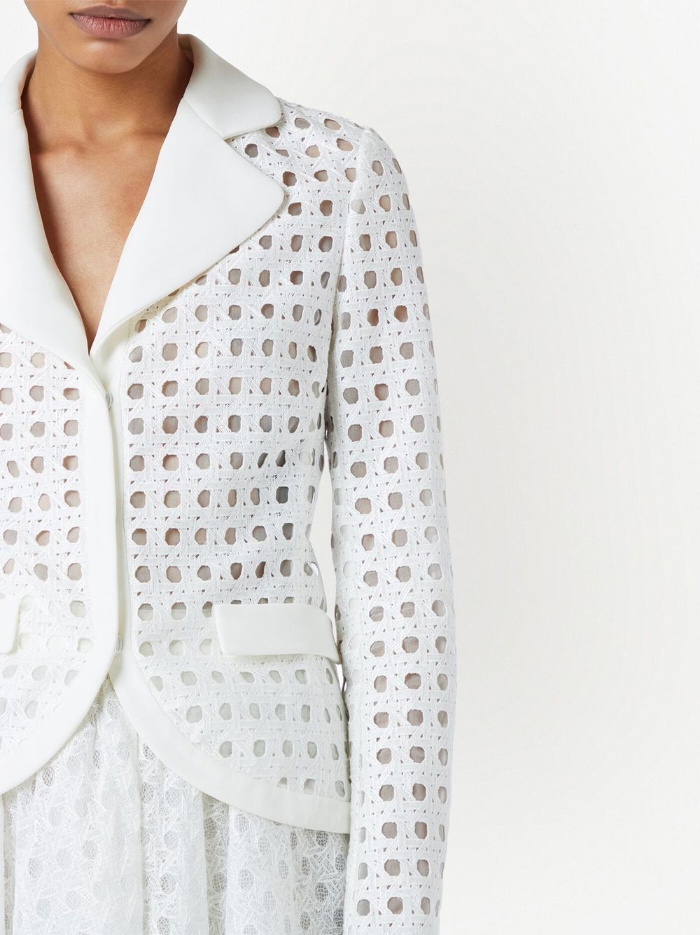 open-knit single-breasted blazer - 5