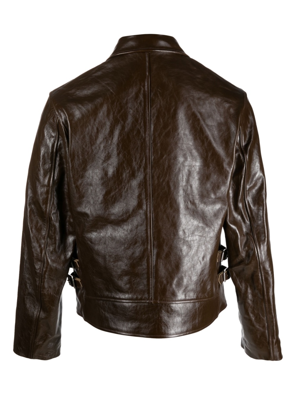 narrow leather jacket - 2