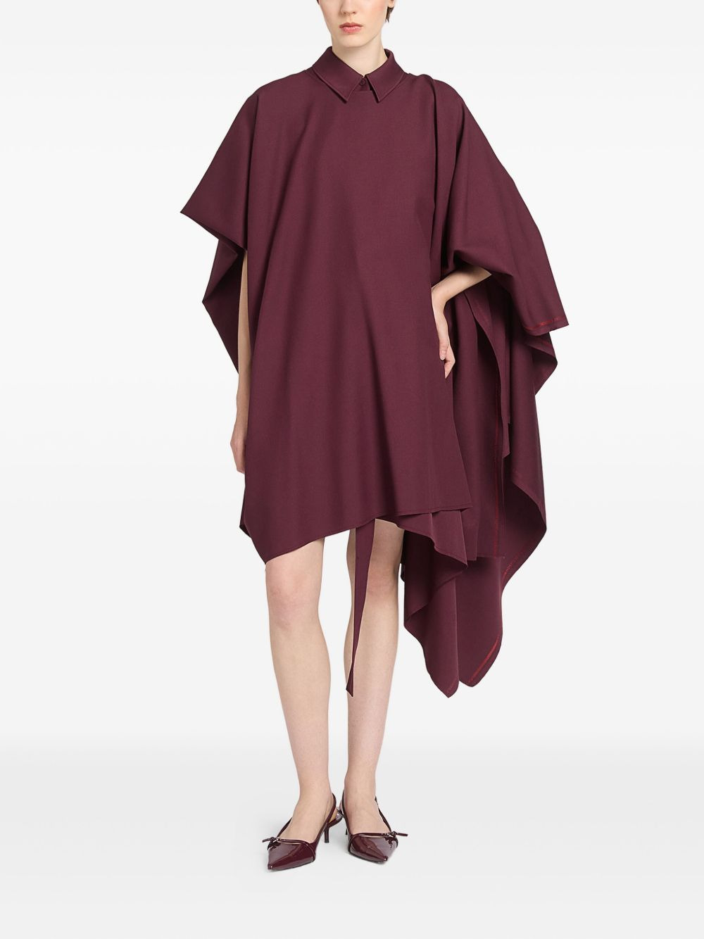 draped-neckline shirt mini dress - 2