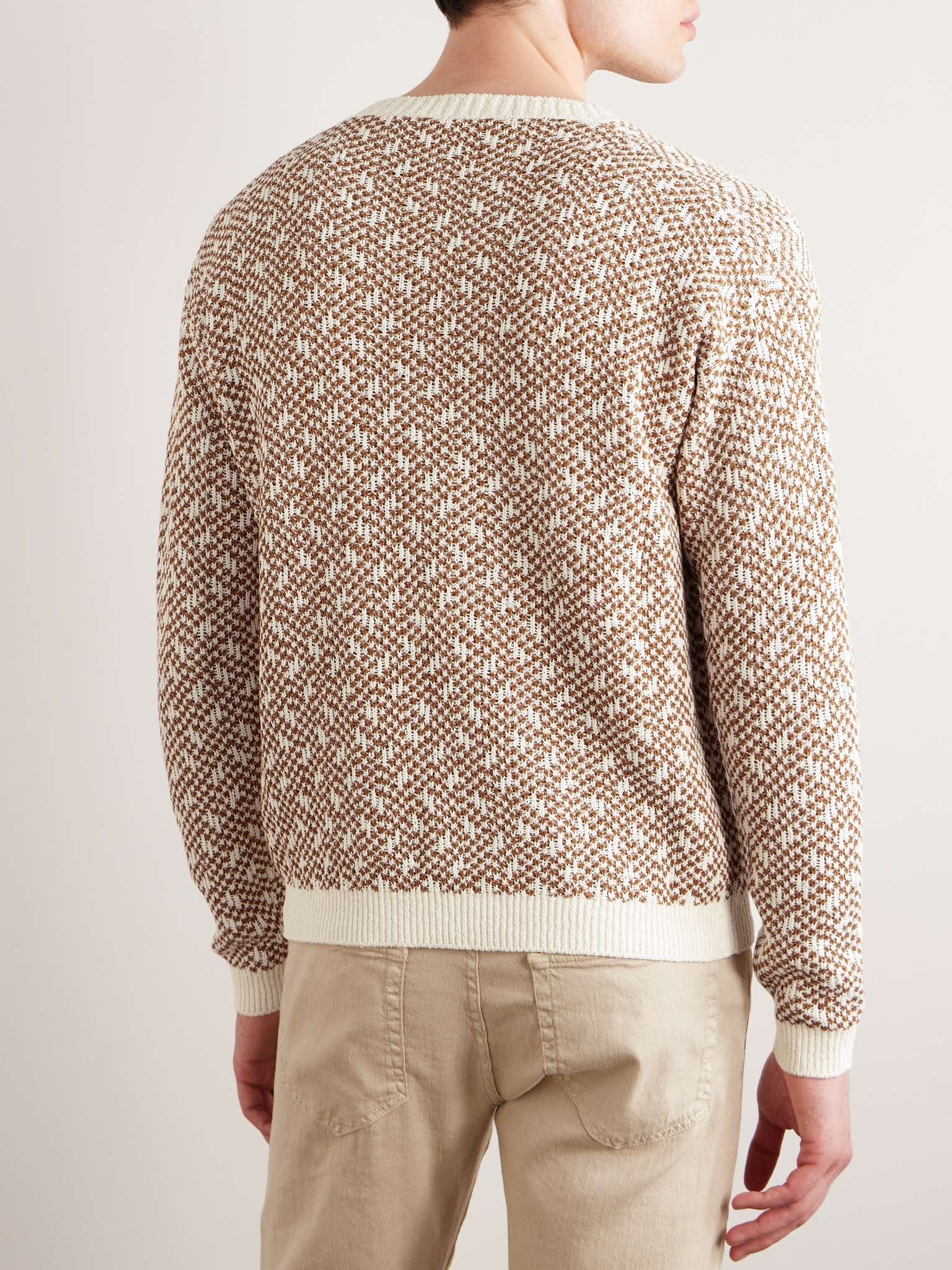 Jacquard-Knit Linen-Bouclé Sweater - 4