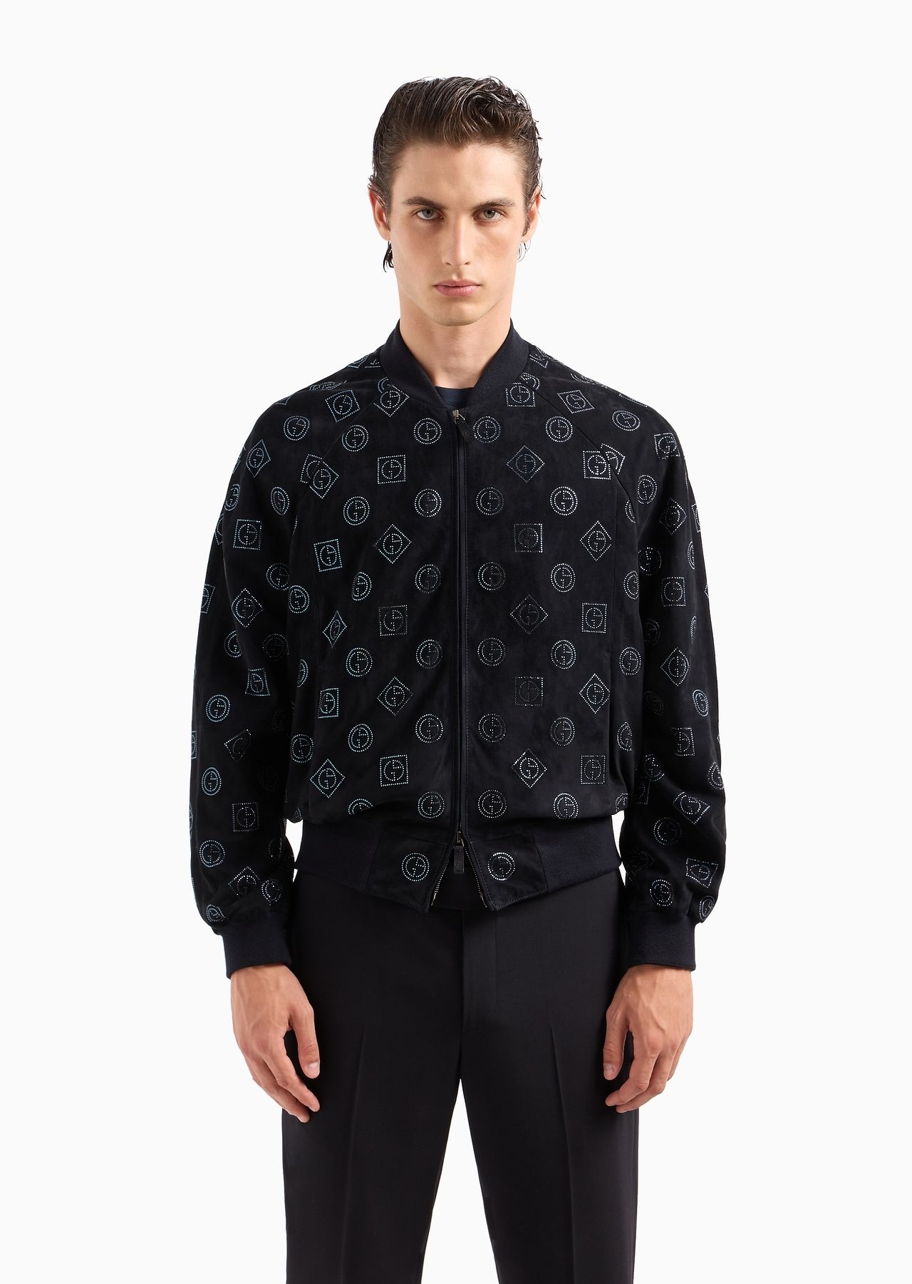 Suede blouson with all-over rhinestone monogram - 2