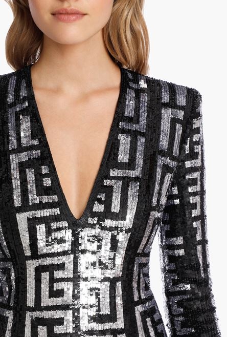 Short sequinned Balmain monogram dress - 6