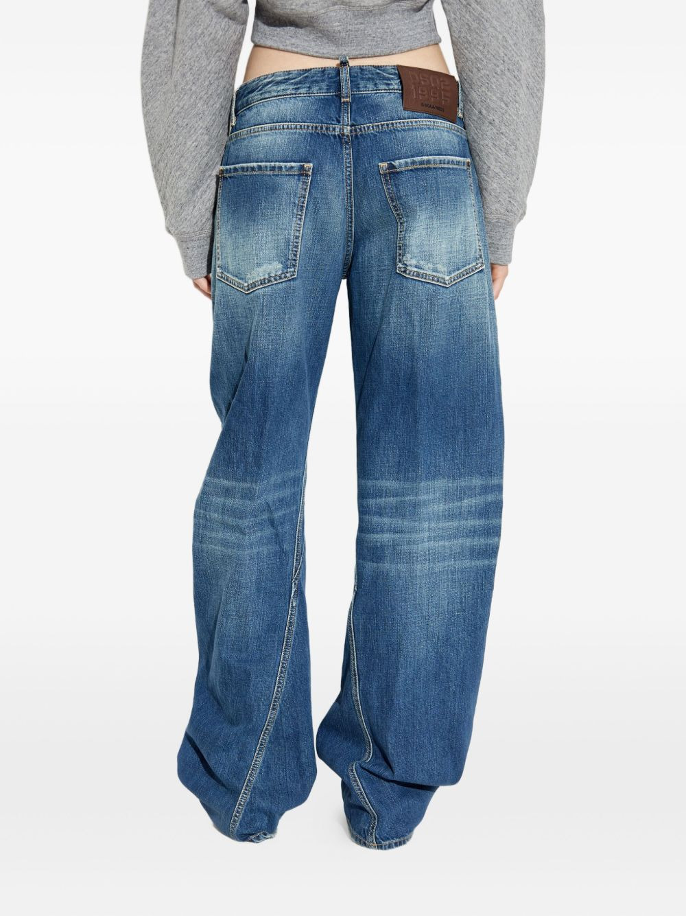 distressed wide-leg jeans - 4