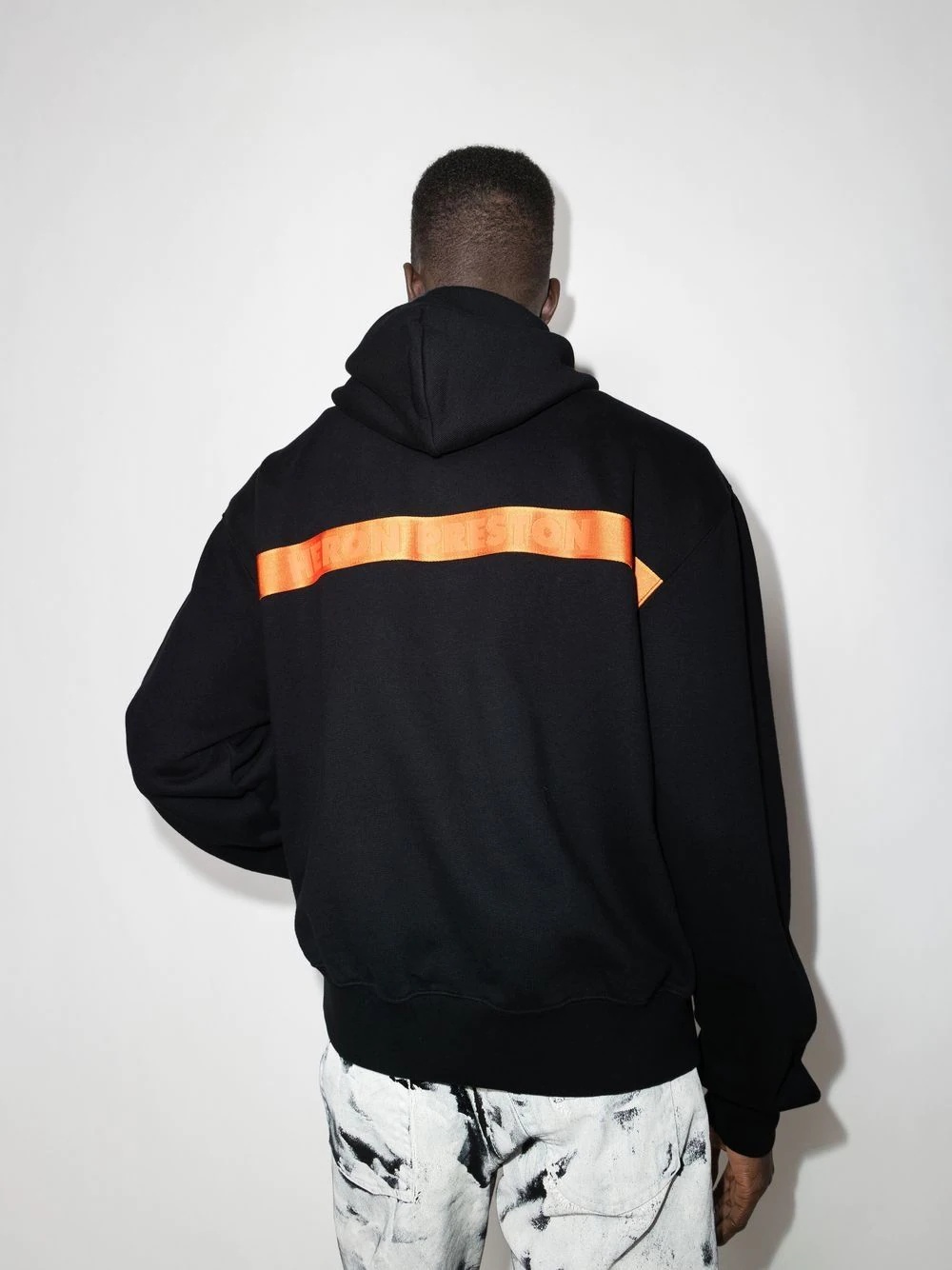 tape-logo drawstring hoodie - 3