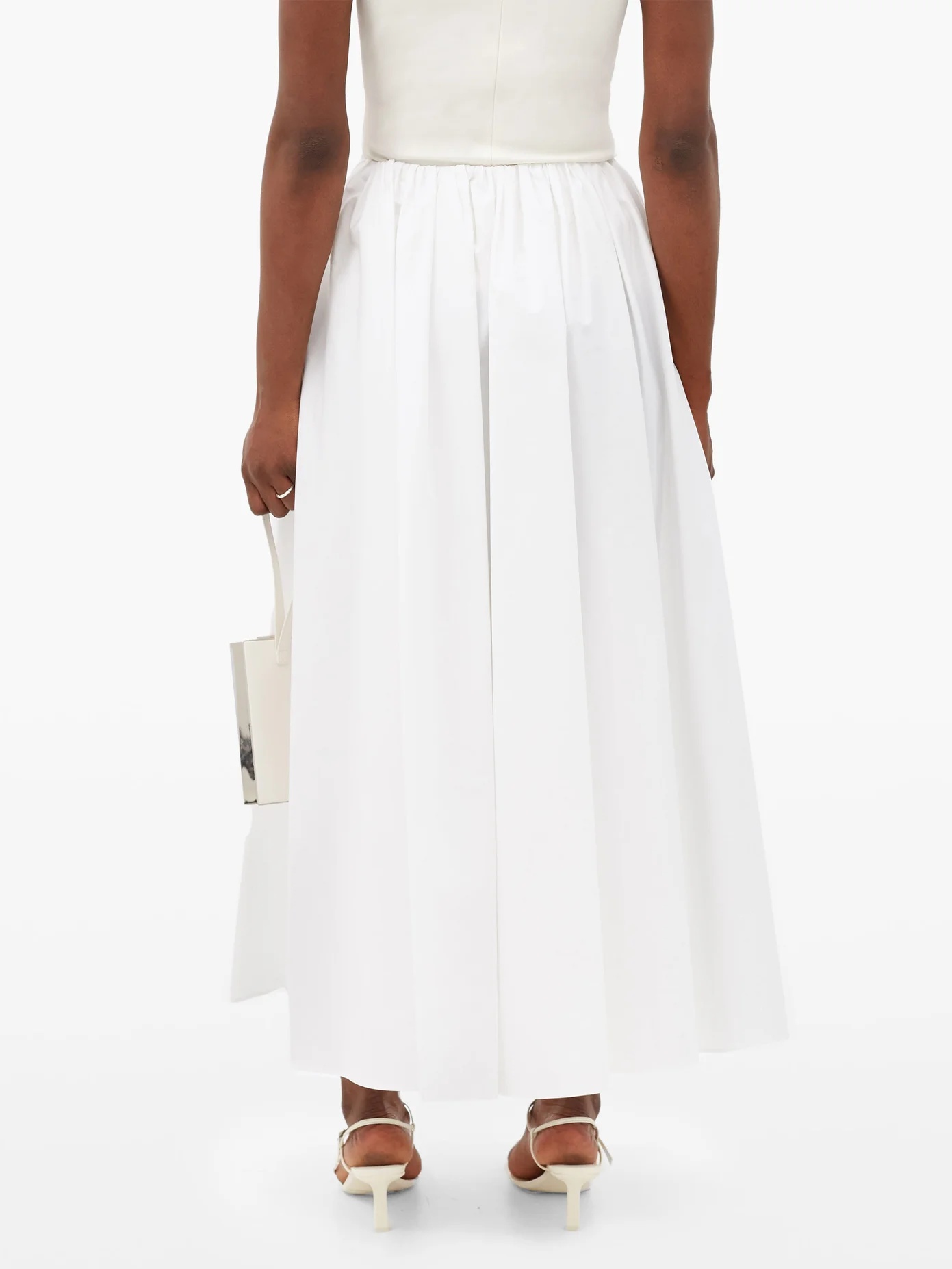 Nastya linen-blend midi skirt - 5