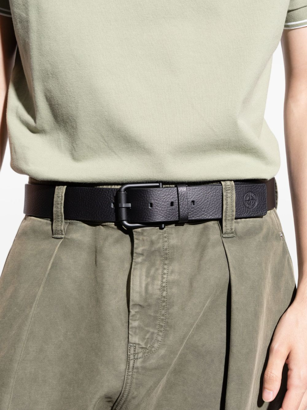 debossed-logo leather belt - 2