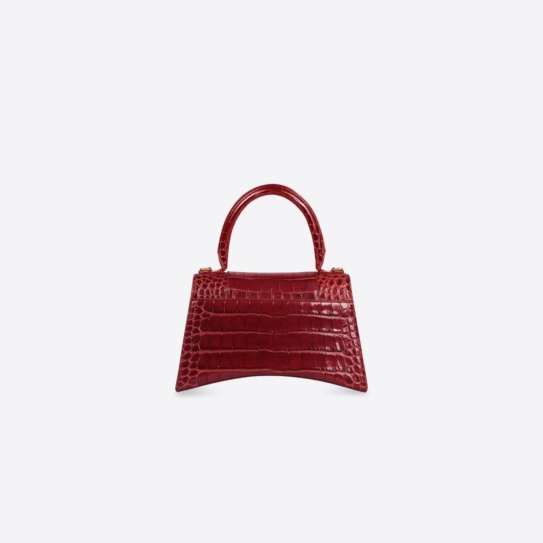 Women's Hourglass Small Handbag Crocodile Embossed in Dark Red - 2