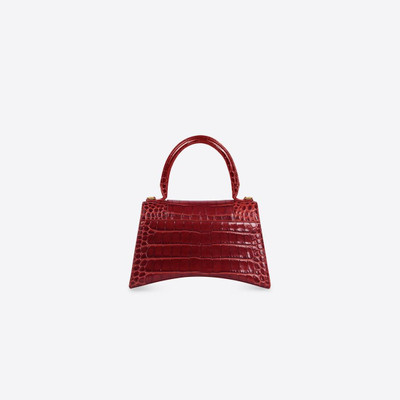 BALENCIAGA Women's Hourglass Small Handbag Crocodile Embossed in Dark Red outlook