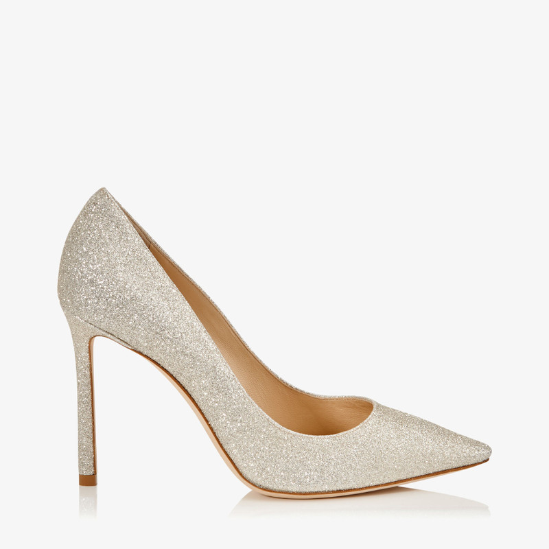 Romy 100 Platinum Ice Dusty Glitter Pointy Toe Pumps - 1