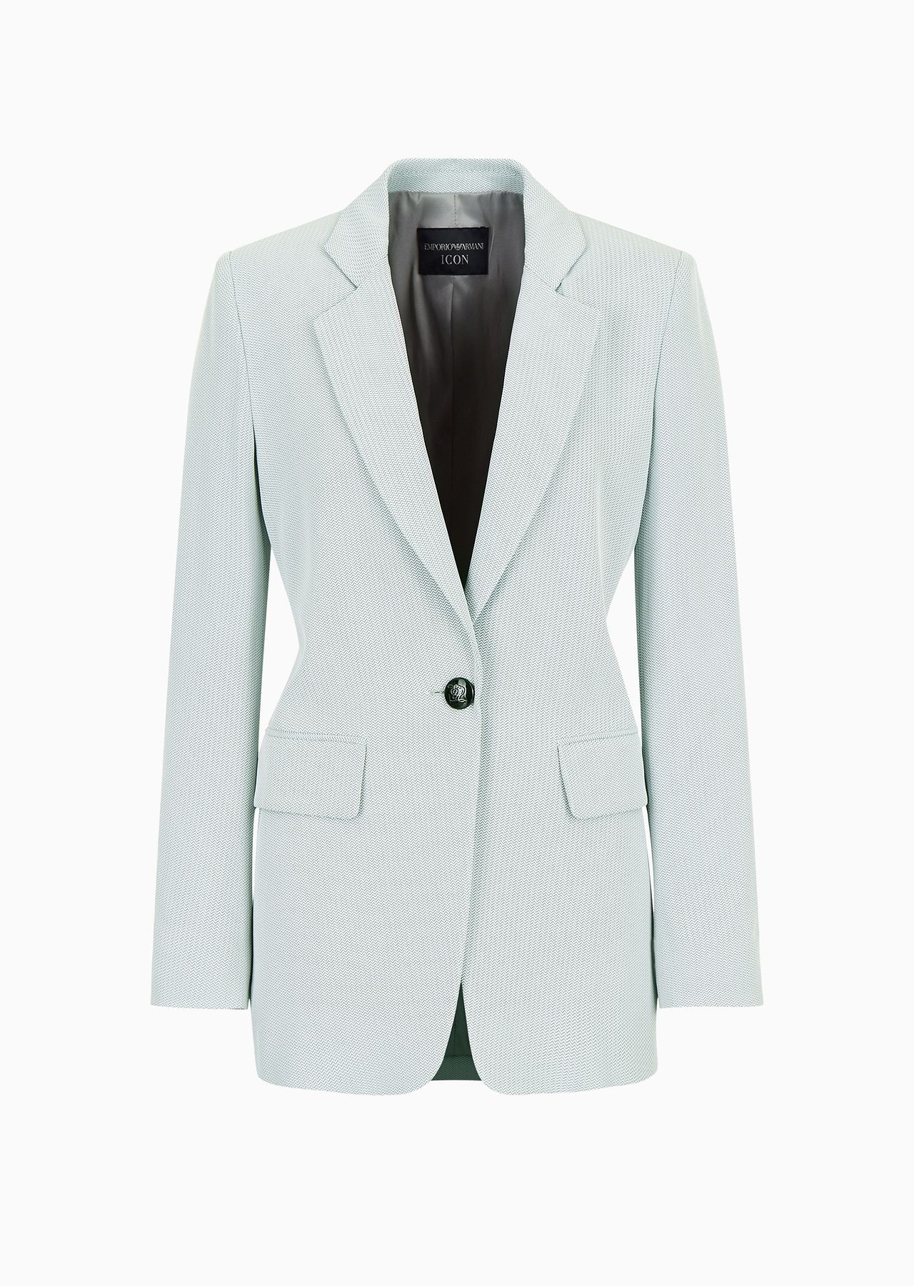 Lapel blazer with chevron micro pattern - 1