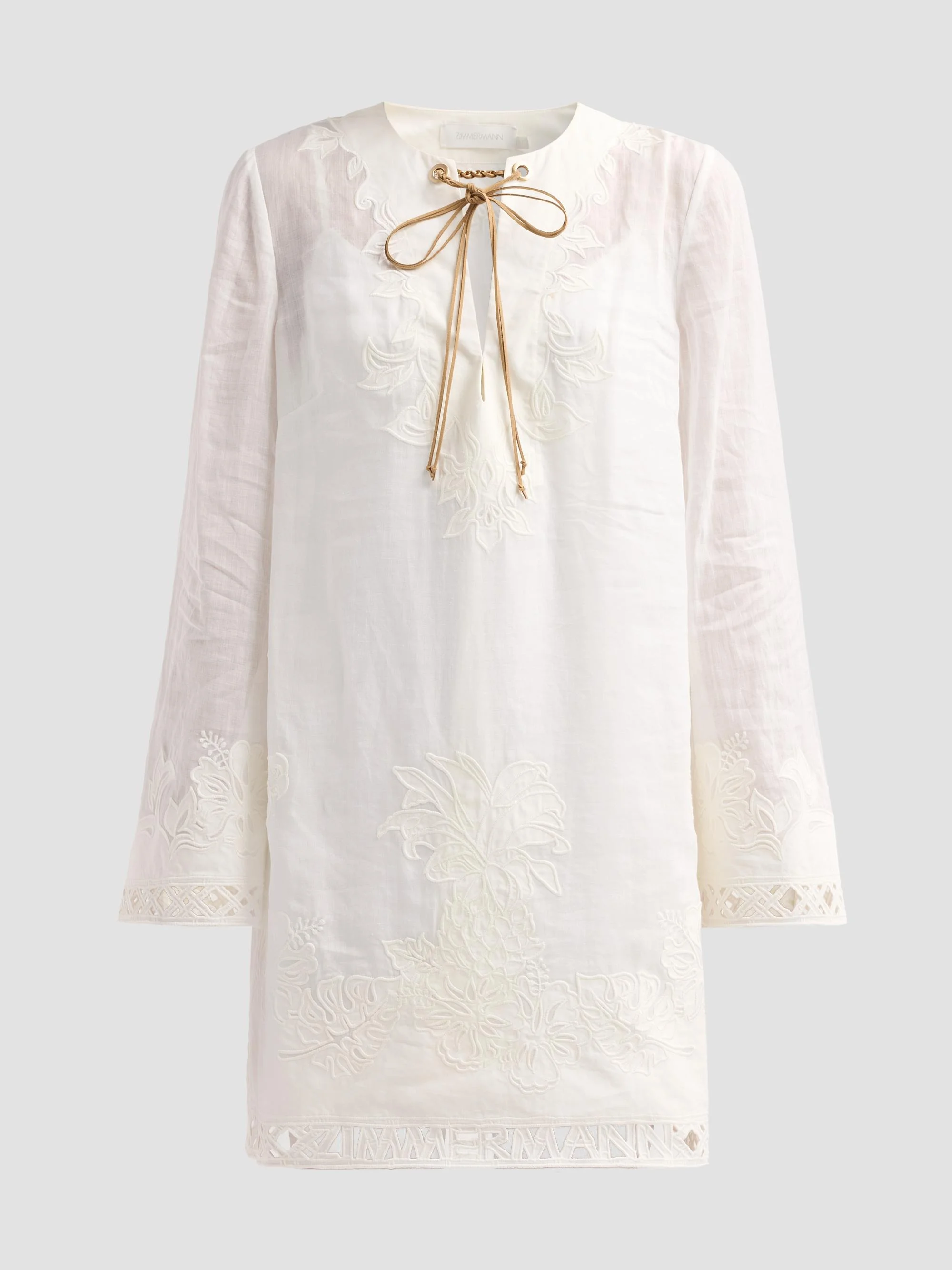 Women's Indra Embroidered Tunic Mini Dress - Ivory - 1