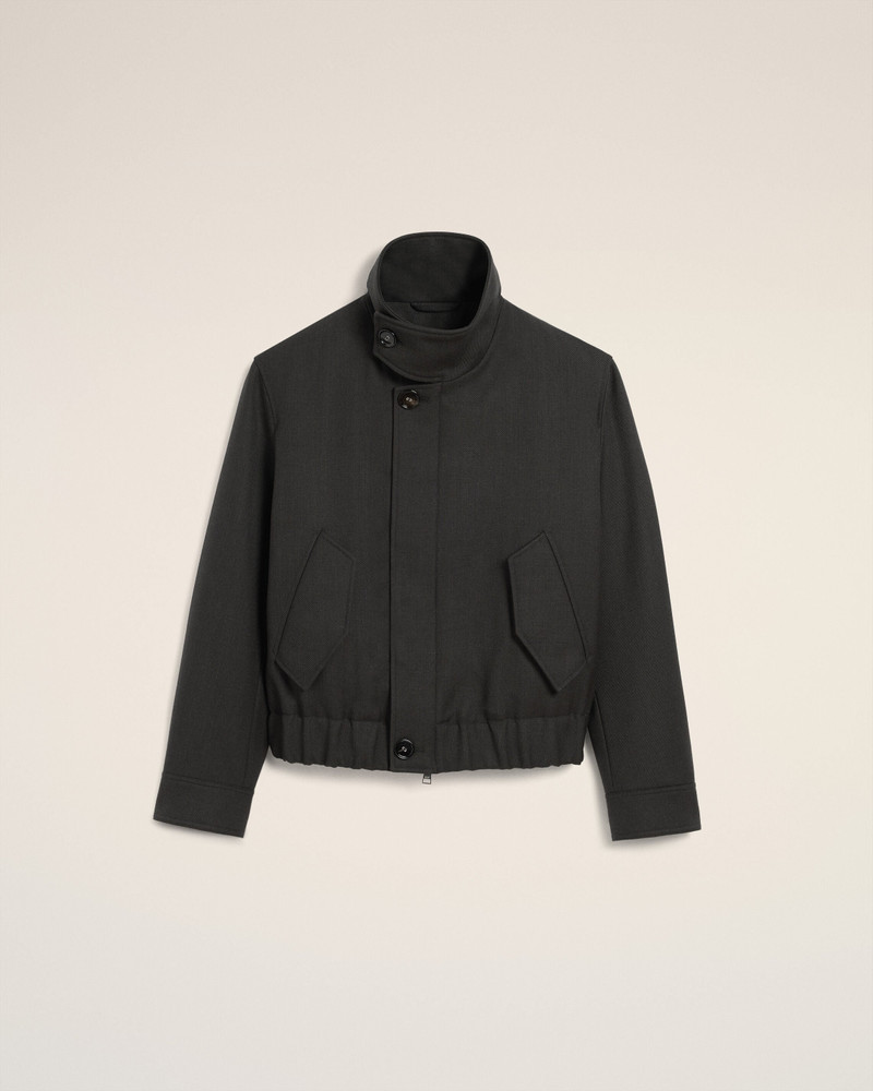 BLACK WOOL HARRINGTON JACKET 1