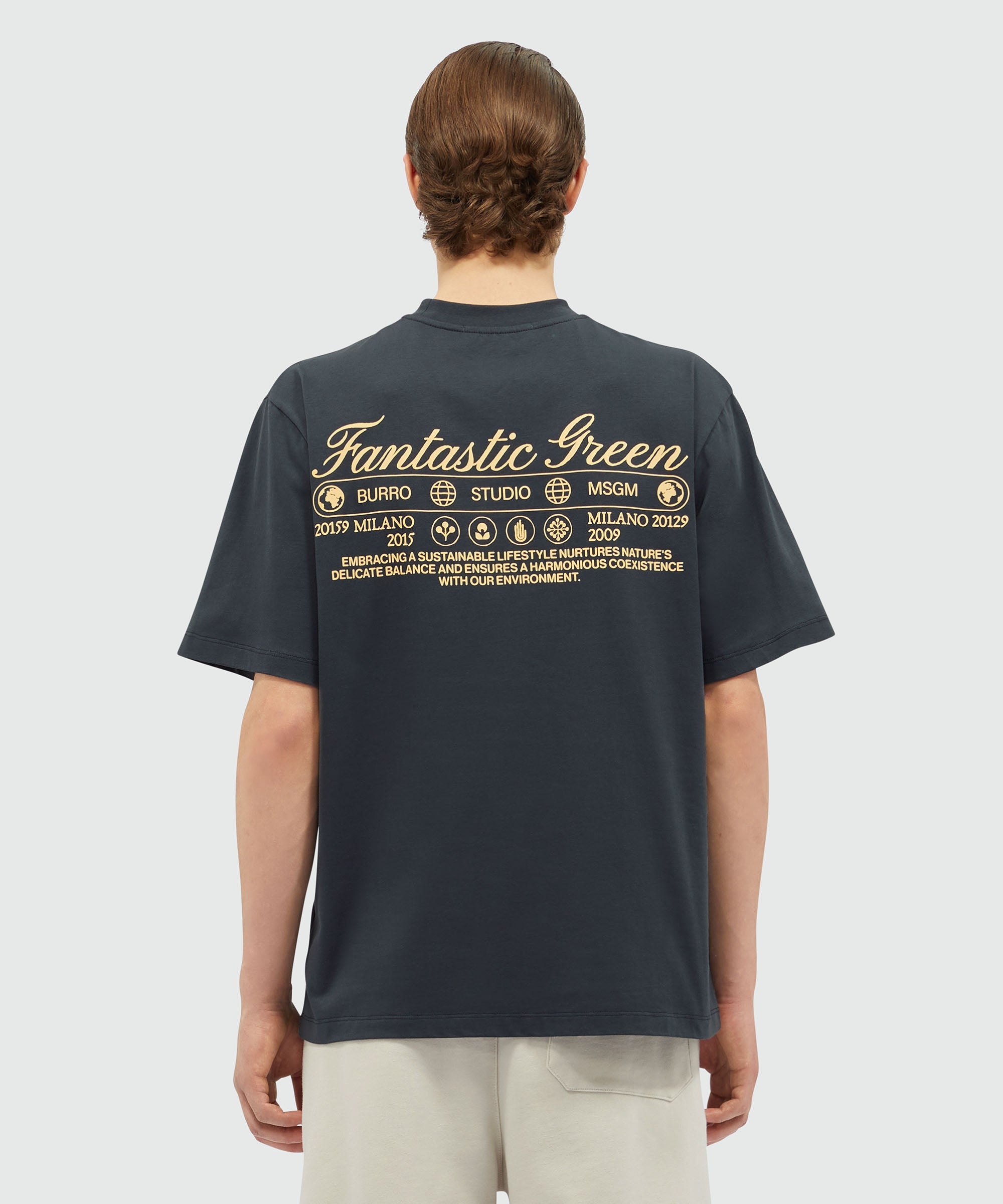 Organic cotton "Fantastic Green Burro Studio" navy blue T-shirt - 3
