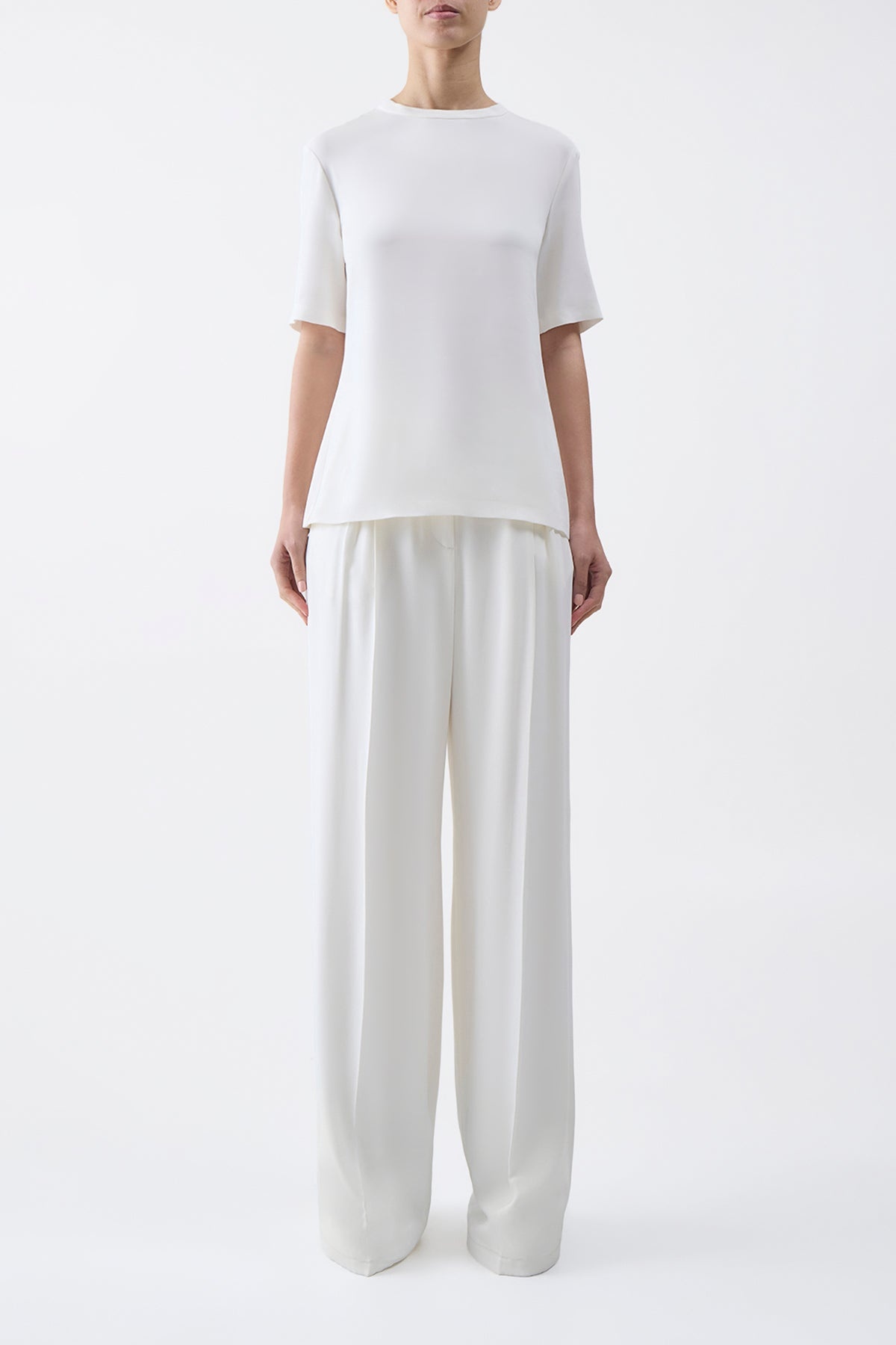 Elisa Top in Ivory Silk Crepe - 3