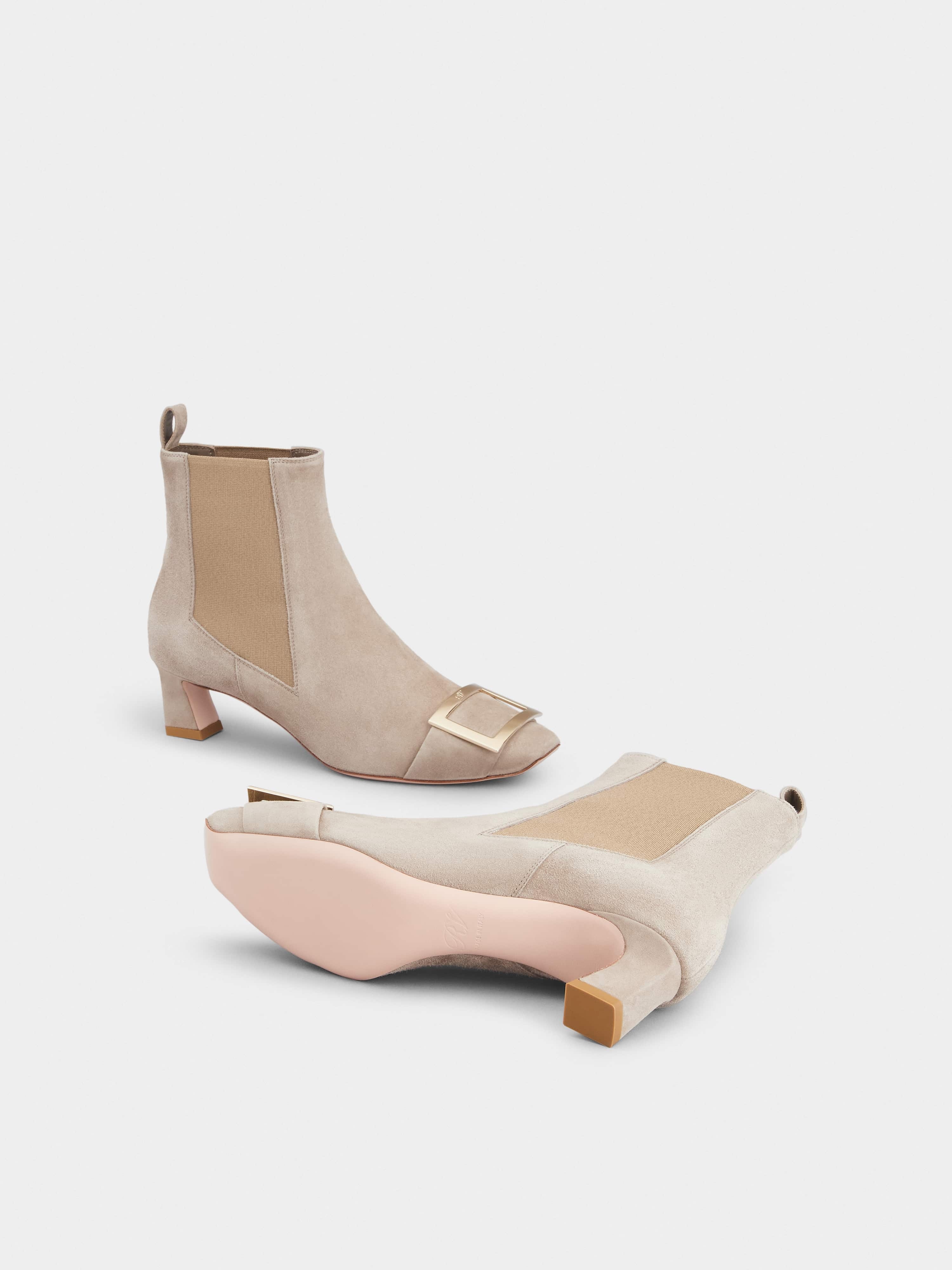 Trompette Metal Buckle Chelsea Booties in Suede - 6