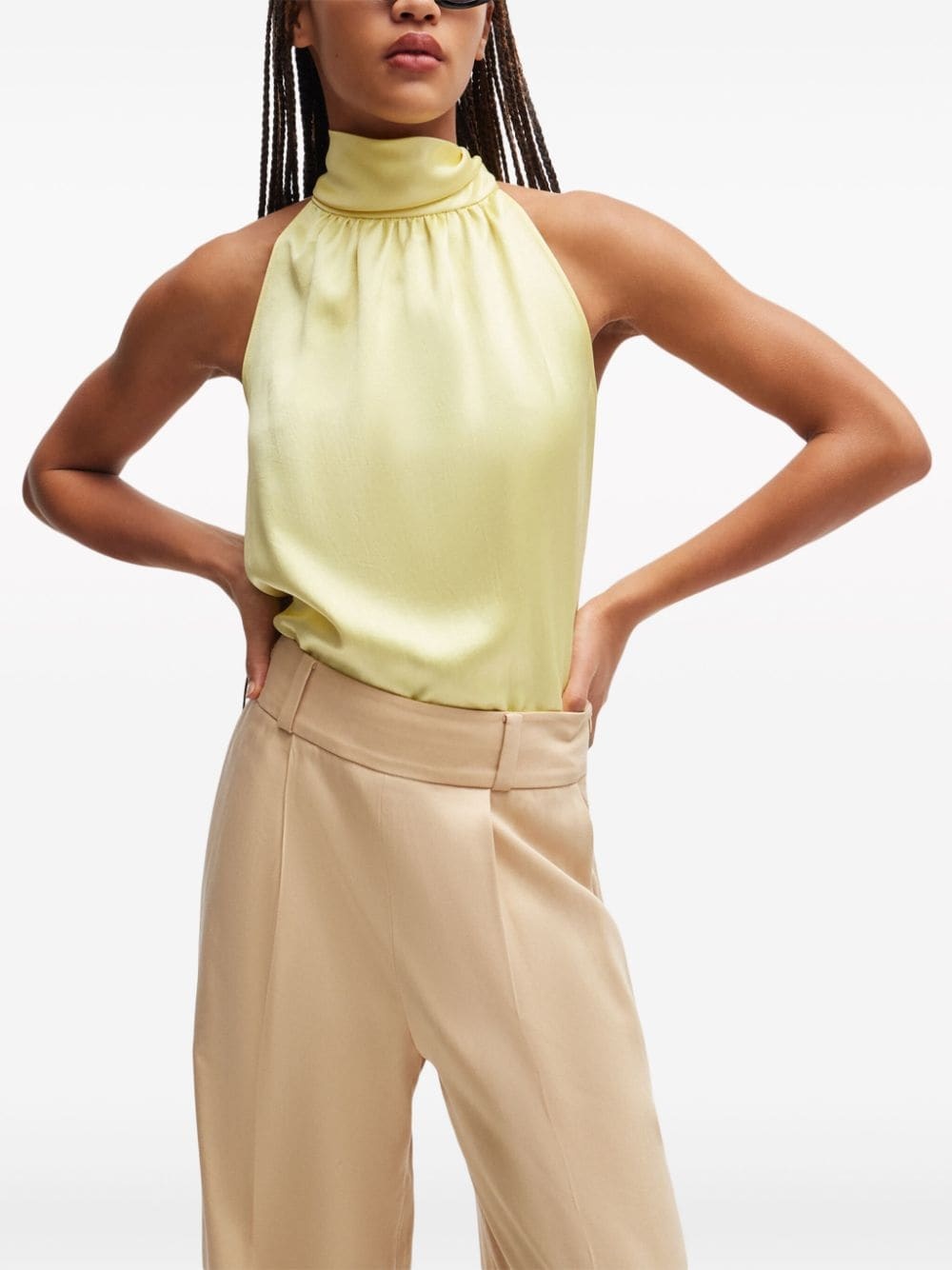 halterneck satin blouse - 3