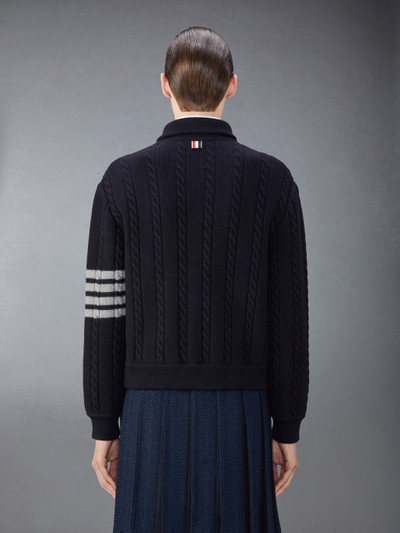 Thom Browne Merino Wool and Cotton 4-Bar Cable Bomber Jacket outlook