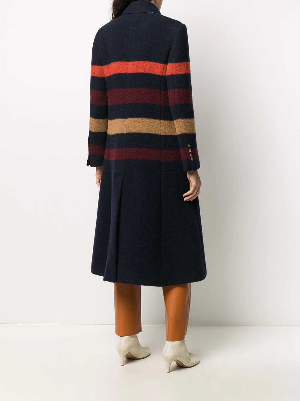 stripe-detail buckle coat - 4