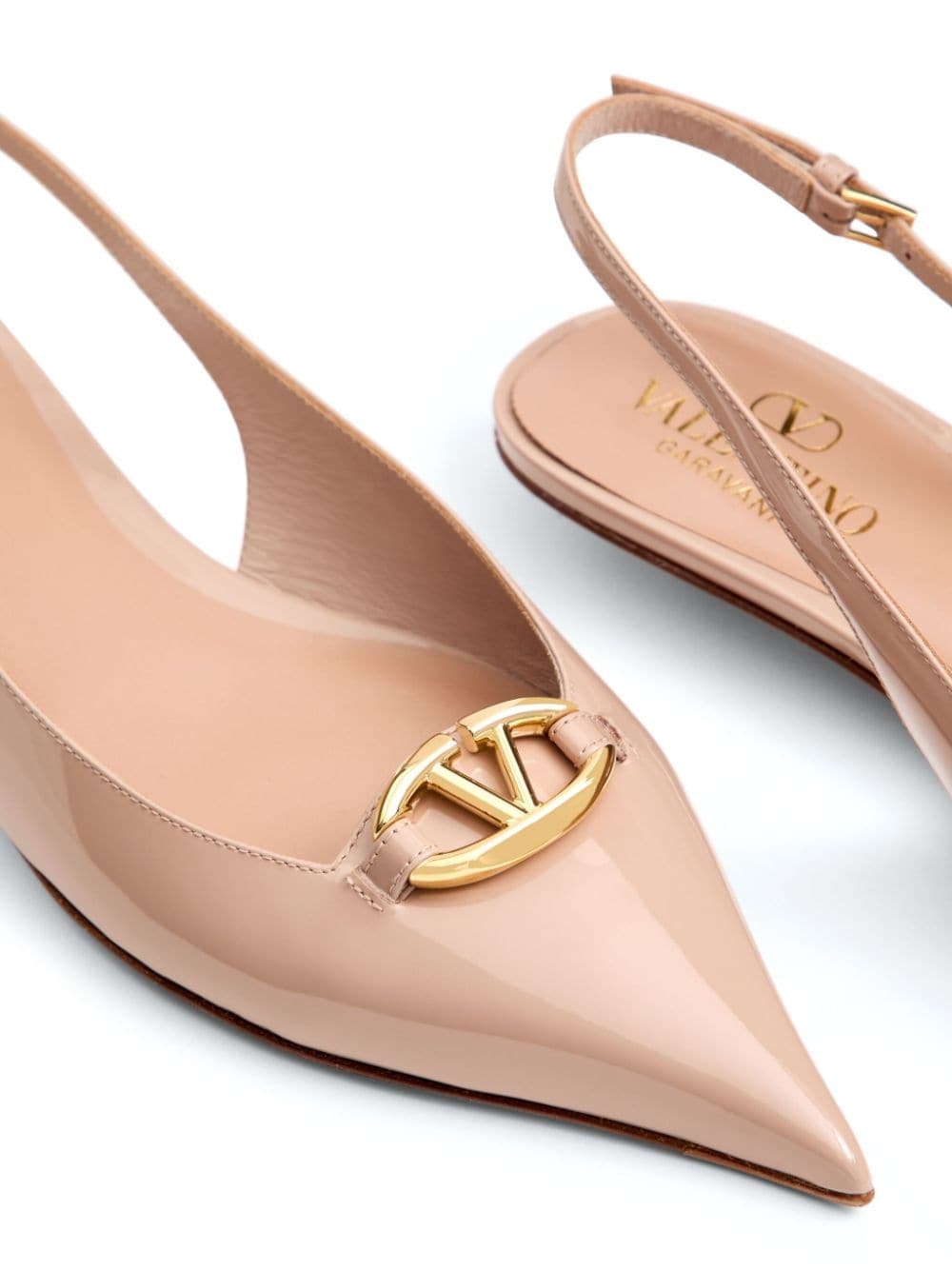 VLogo Signature leather slingback ballerina shoes - 5