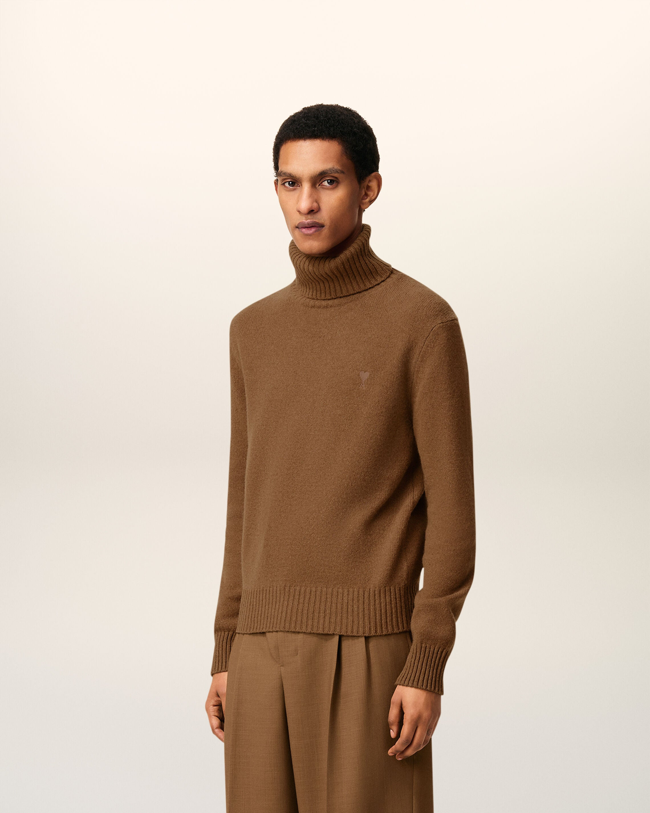 BROWN CASHMERE AMI DE COEUR TURTLE NECK SWEATER - 6
