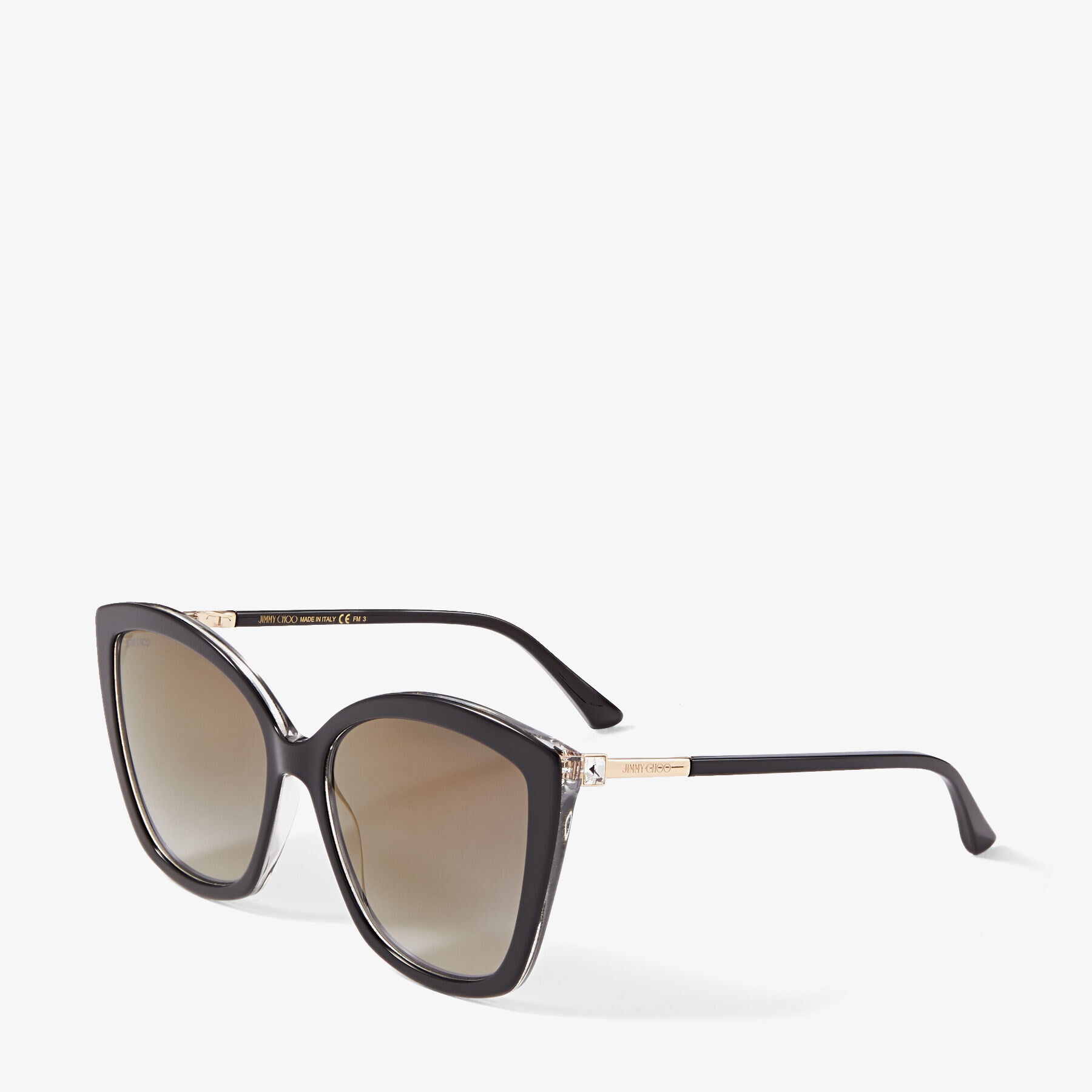 Nat
Black Cat-Eye Sunglasses with Swarovski Crystals - 3