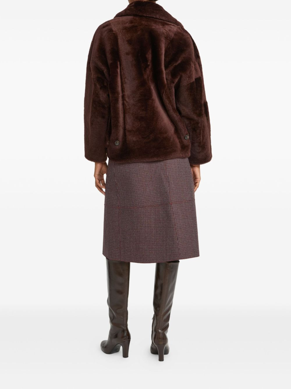 double-breasted shearling jacket - 3