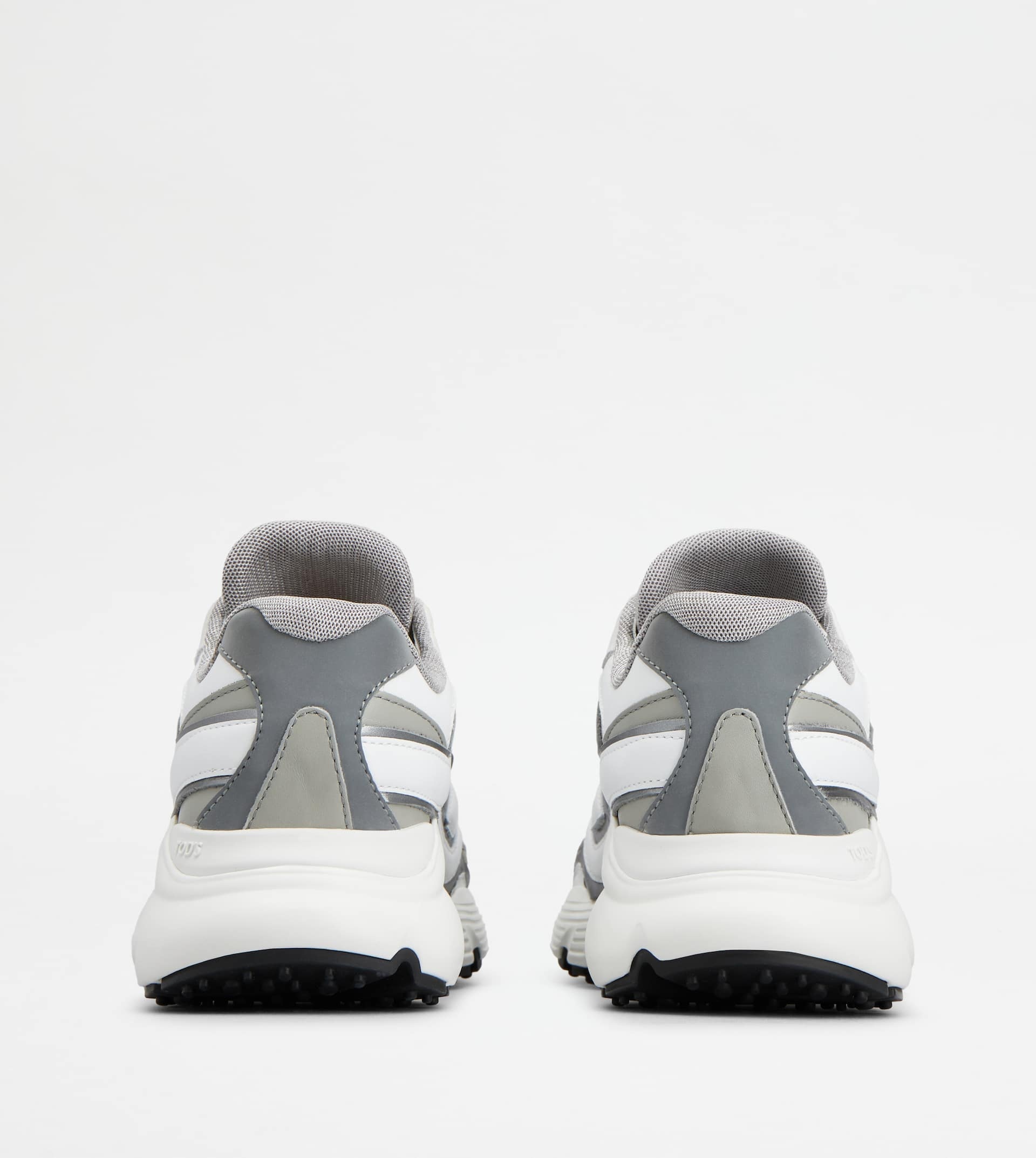 SNEAKERS IN LEATHER AND TECHNICAL FABRIC - GREY, WHITE - 3