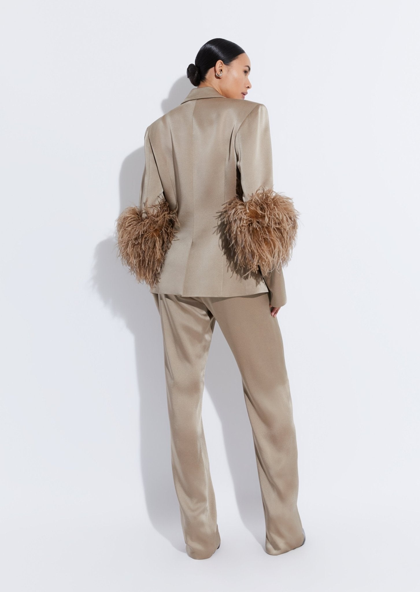 Satin Blazer With Feathers - 3