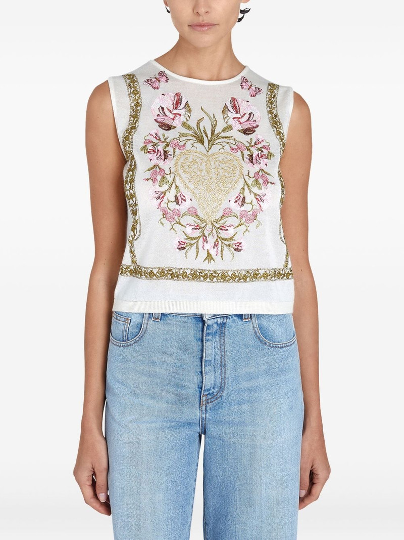 GIAMBATTISTA VALLI floral-embroidered tank top outlook
