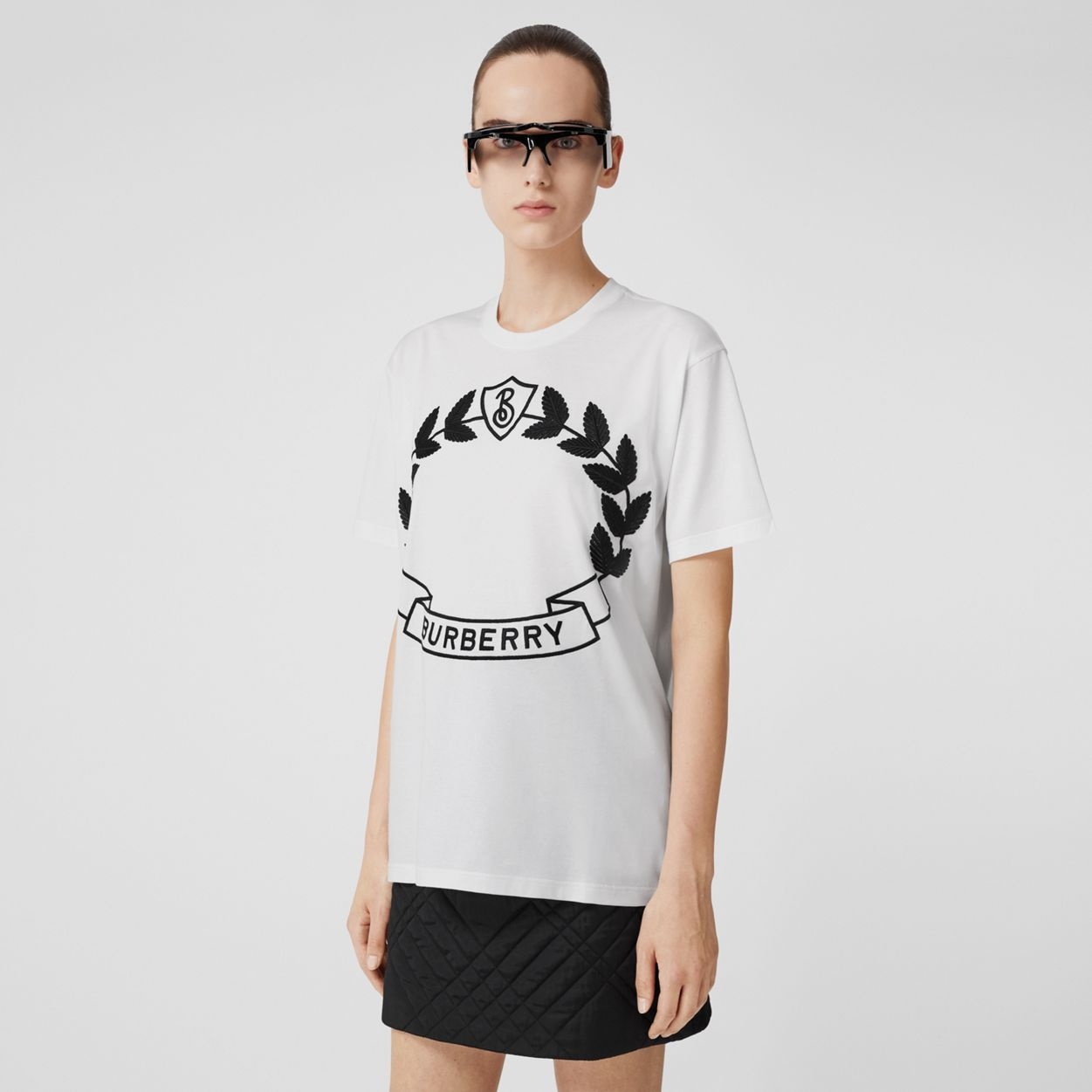 Oak Leaf Crest Motif Cotton Oversized T-shirt - 2