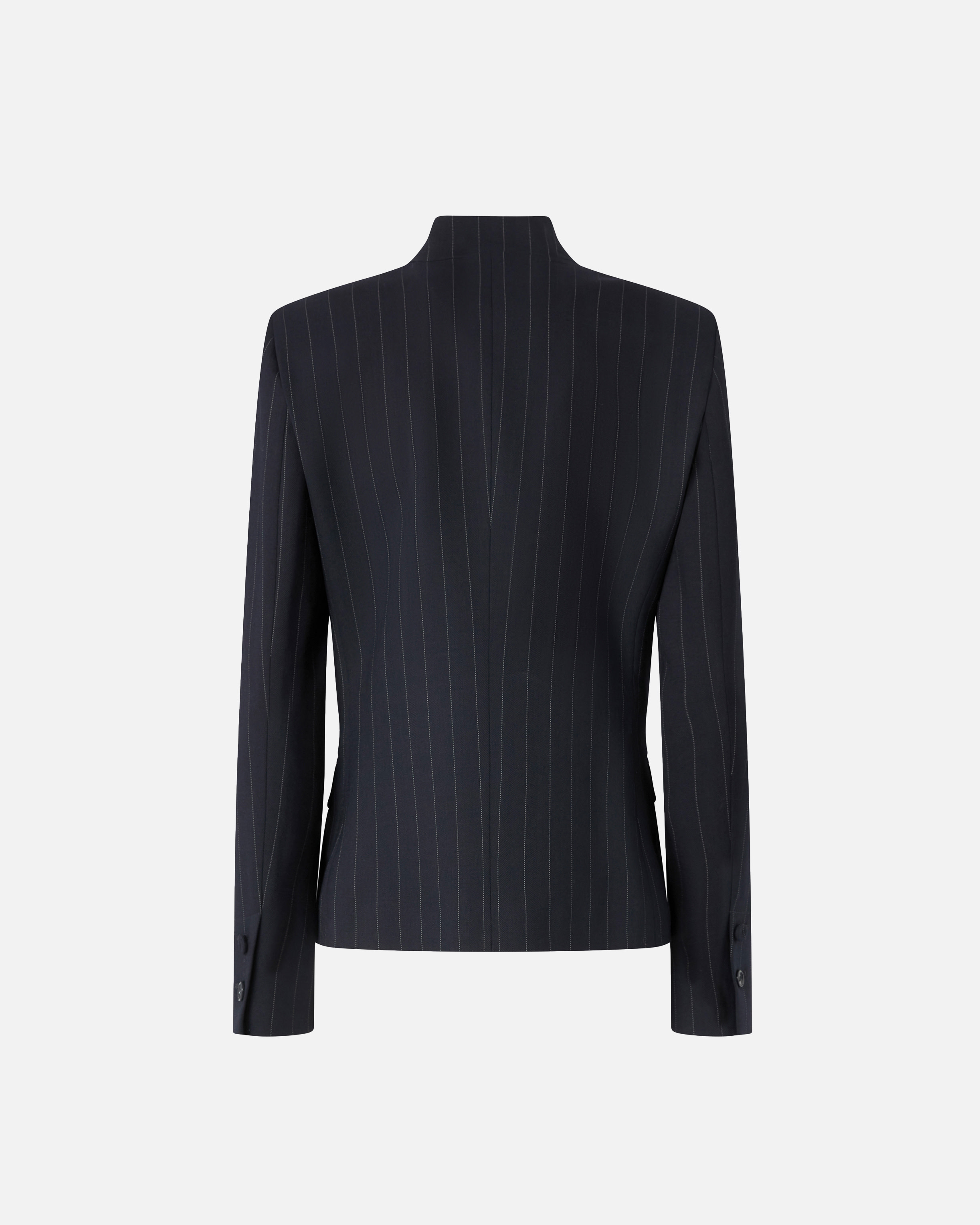 FITTED PINSTRIPE WOOL BLAZER - 2