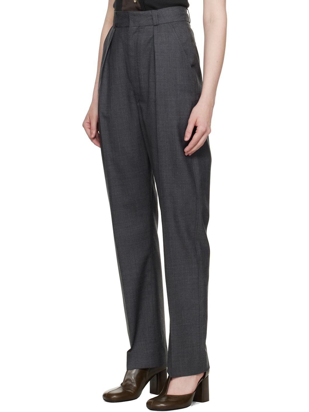 Gray Dropped Crotch Soft Trousers - 4
