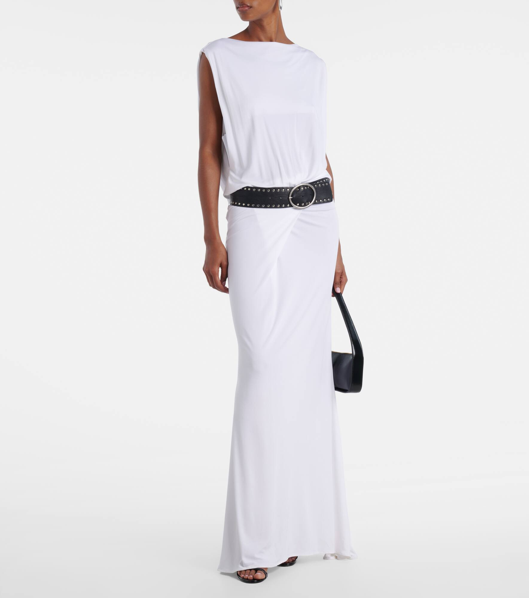 Belted draped jersey maxi dress - 2