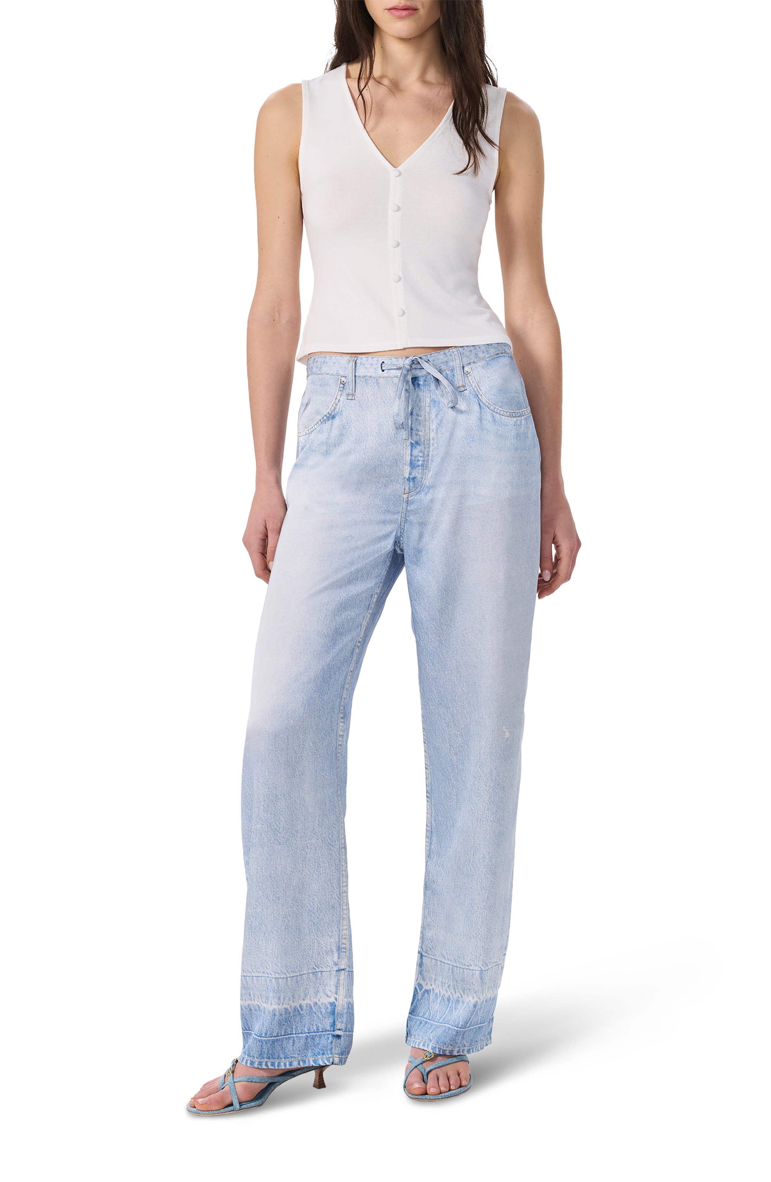 rag & bone Miramar Phoebe Faux Denim Satin Pants in Mica at Nordstrom - 6