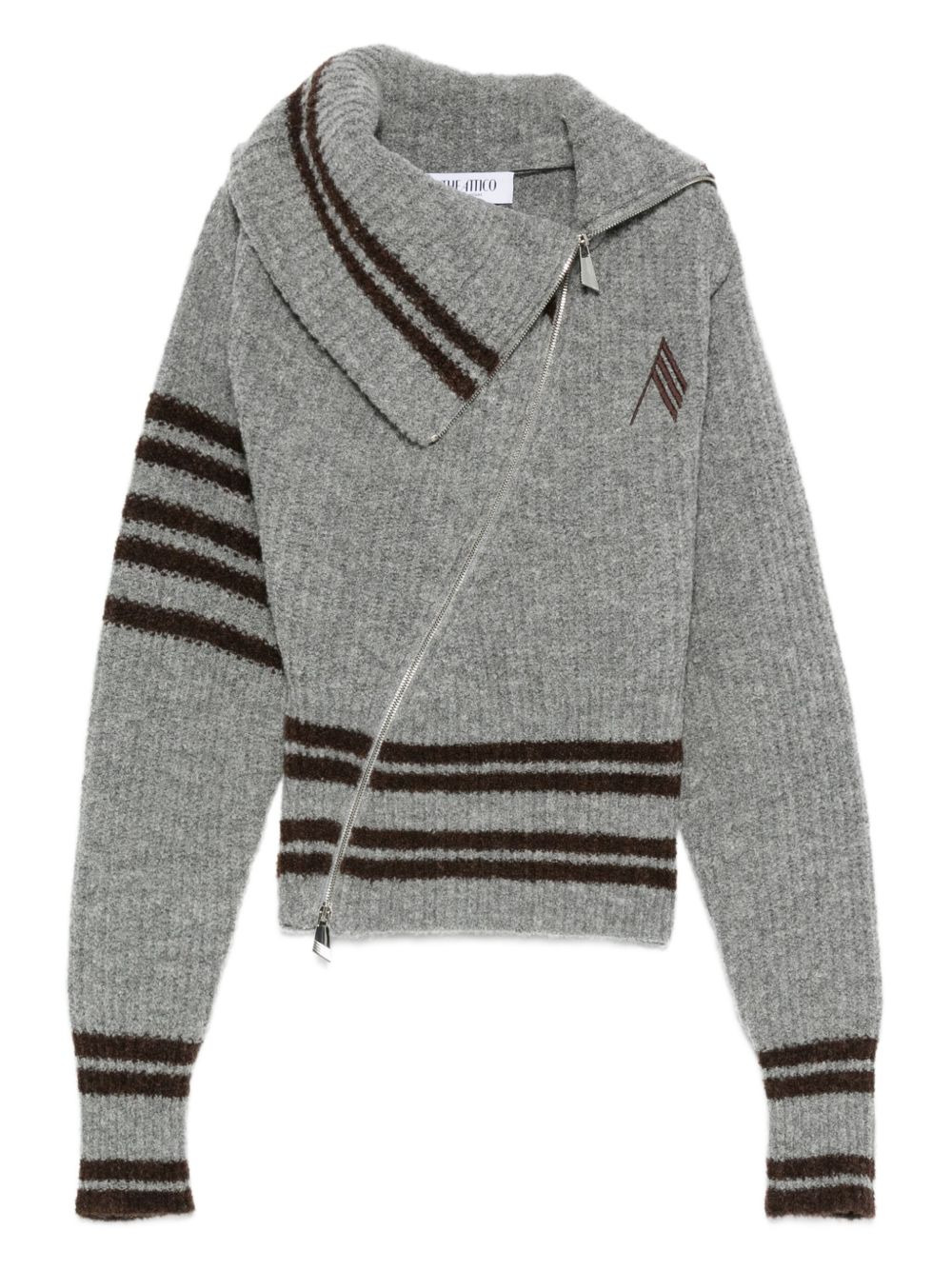 striped zip-front cardigan - 1