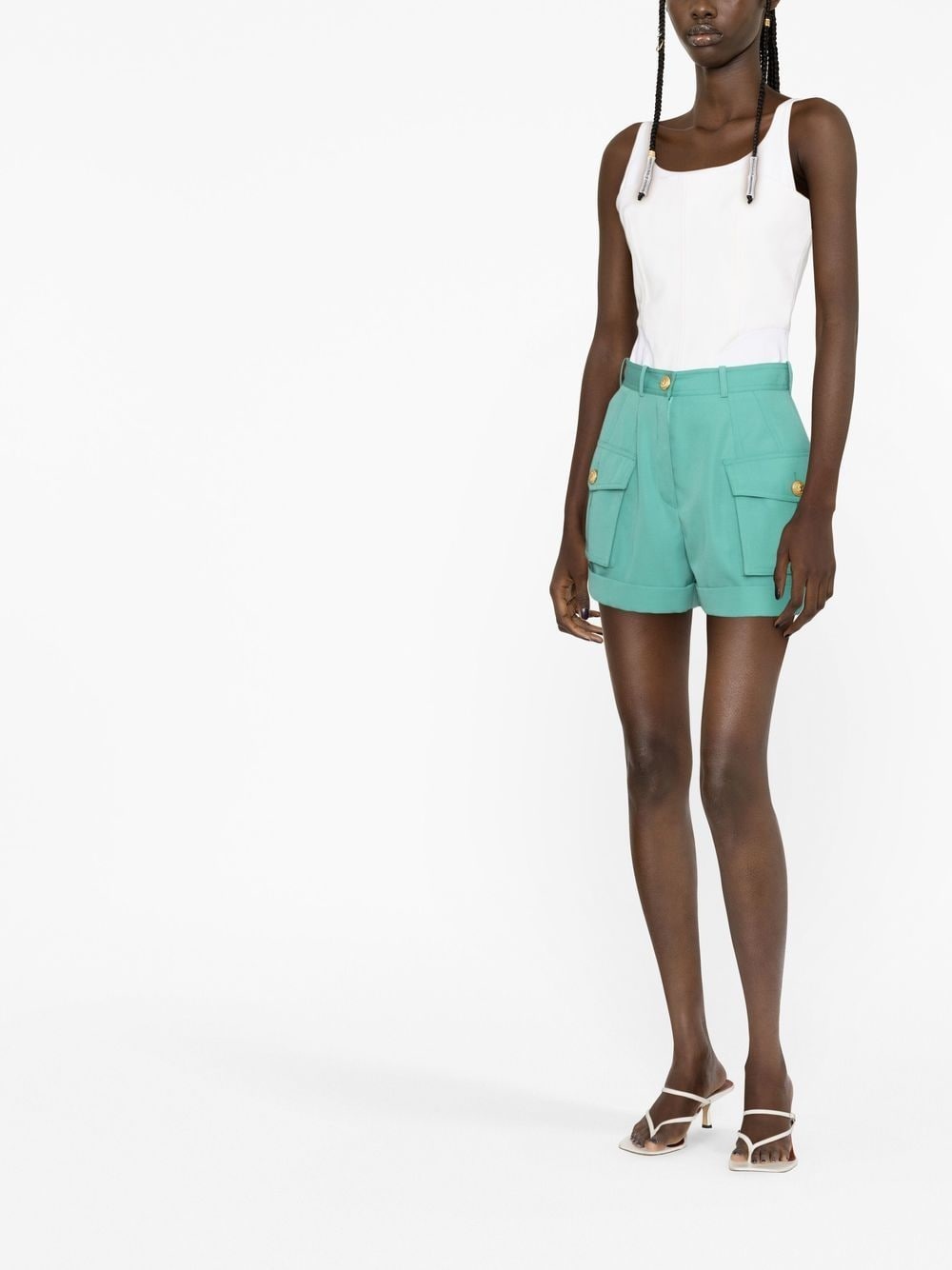 high-waisted flap-pocket shorts - 3