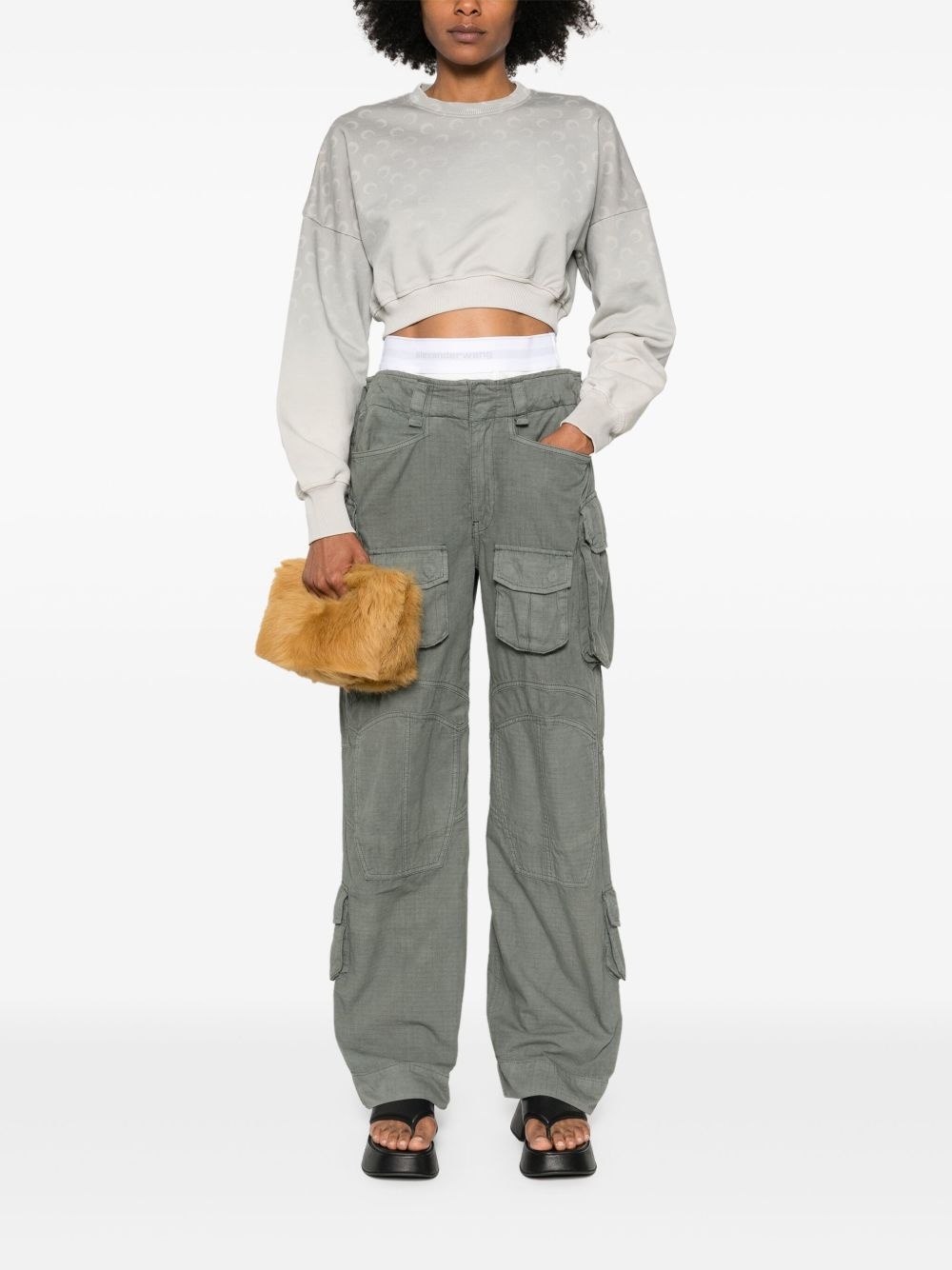 moon fleece cropped sweatshirt - 2