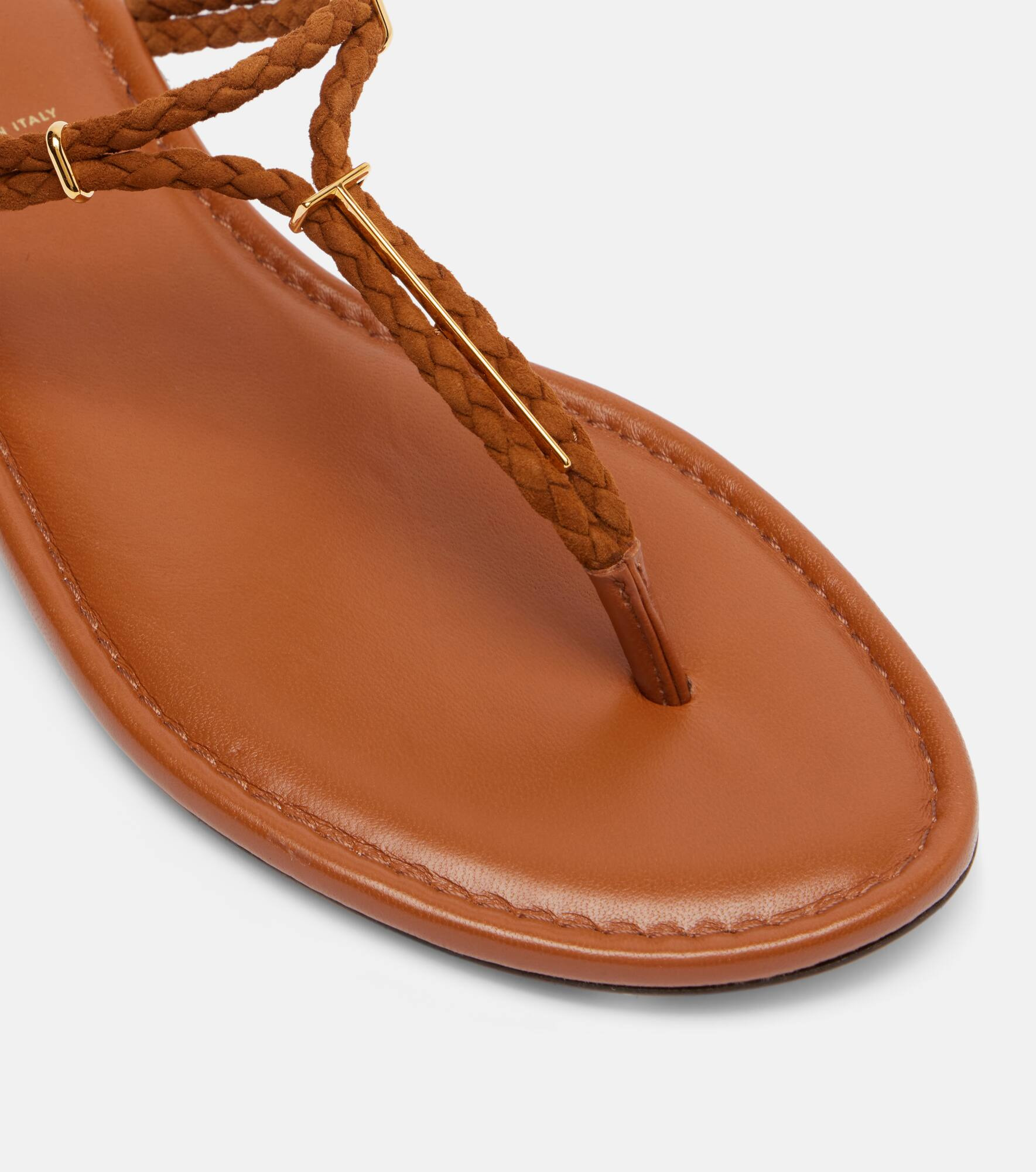 Braided leather thong sandals - 5