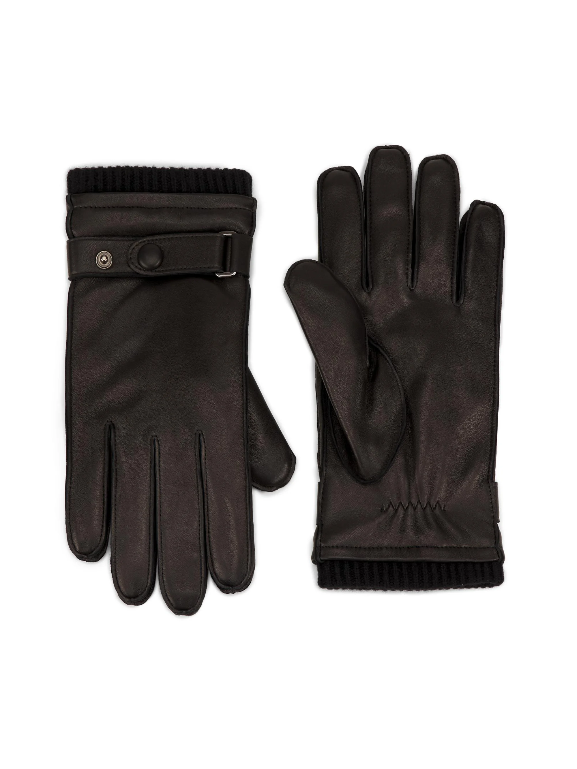 Men's Leather & Cashmere Gloves - Black - 1