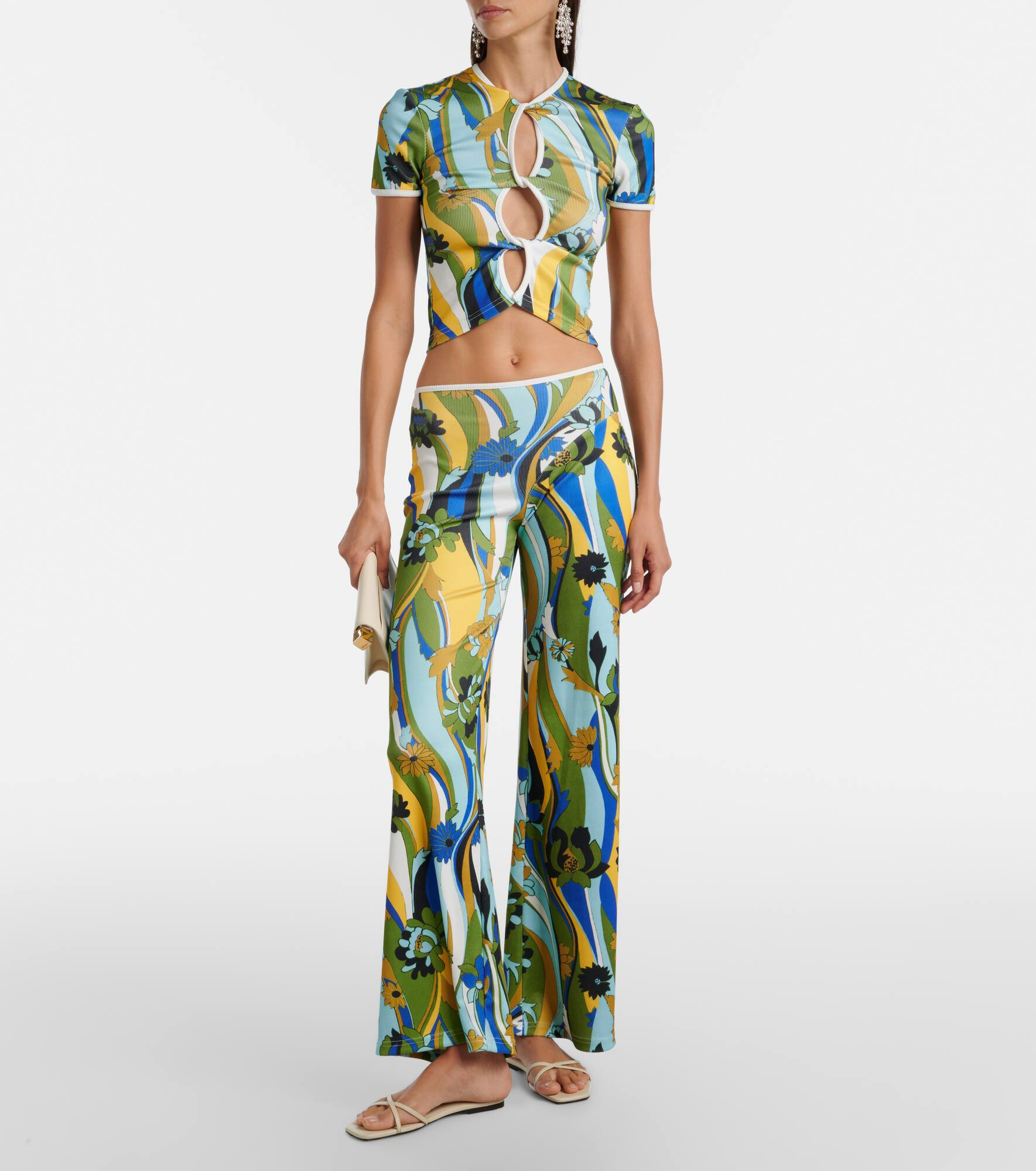 Acidic floral jersey wide-leg pants - 2